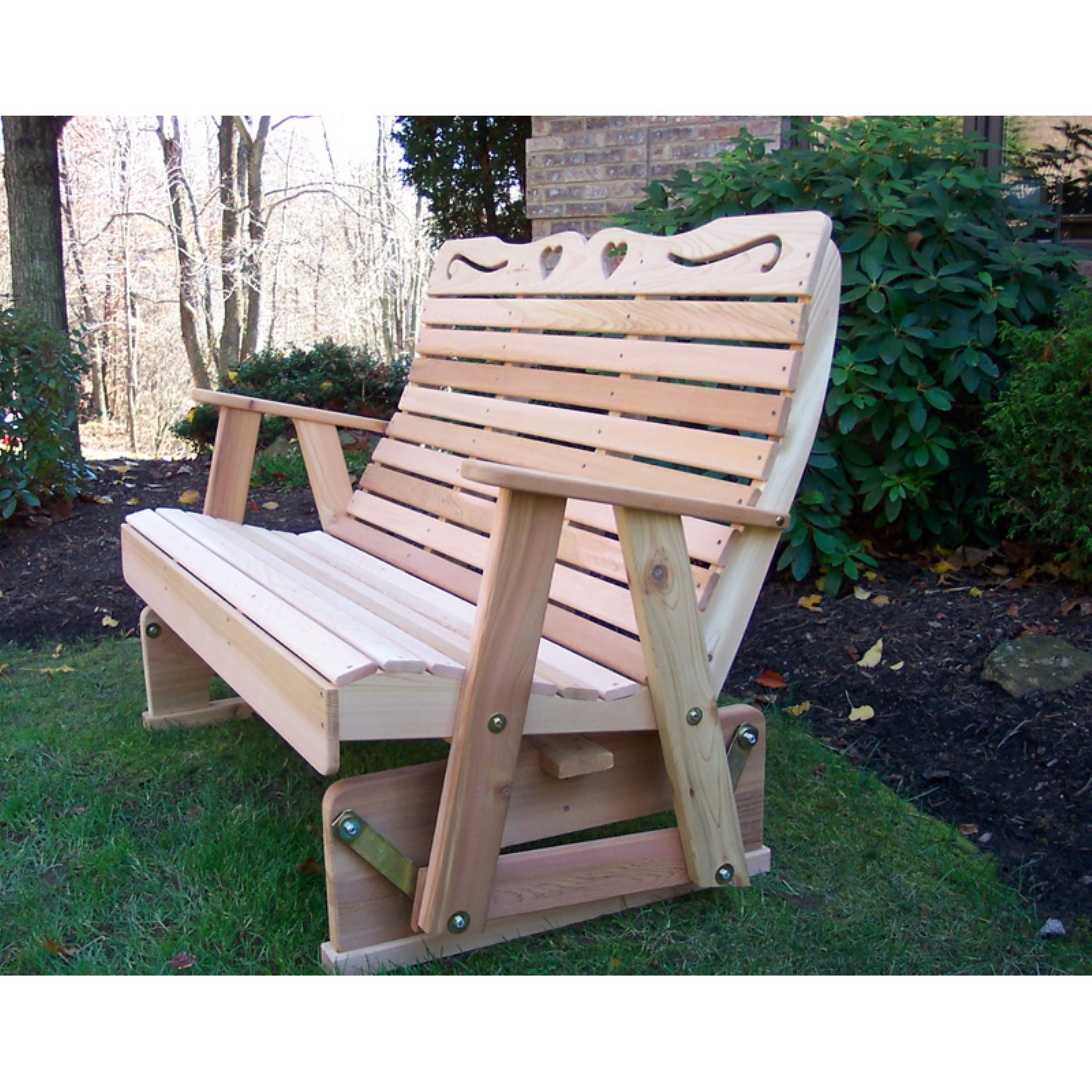 Premium Cedar Royal Country Hearts Rocking Glider - 5 Foot Outdoor Porch Swing with Comfortable Cushion | Perfect for Garden, Patio, Deck Relaxation & Country Home Decor