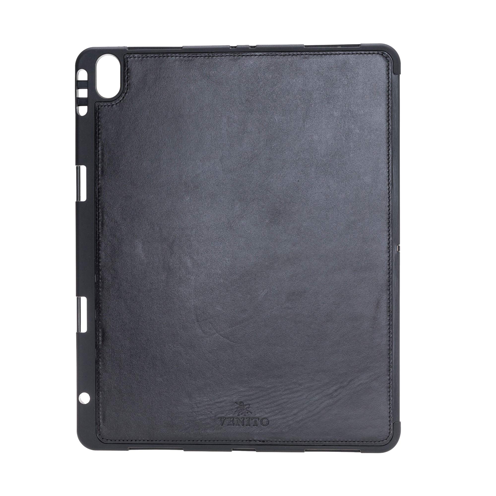 Venito Parma Genuine Leather iPad Pro 12.9 Case (3rd Gen 2018) - Handmade Folio Stand Cover with Card Slots & Auto Sleep/Wake - Perfect for Work, Travel & Home Office (Black)