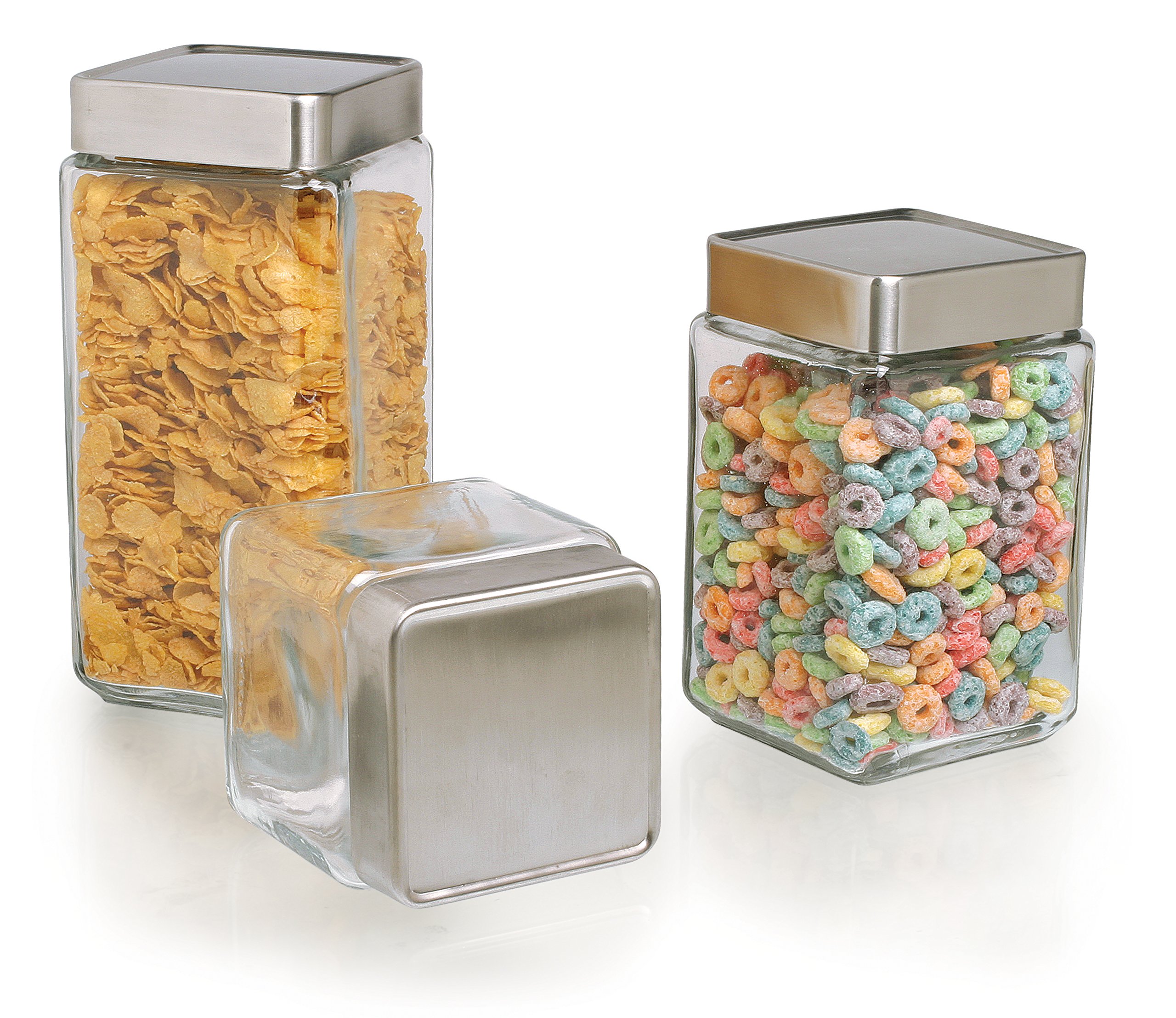 Anchor Hocking 1.5-Quart Glass Storage Jars with Brushed Aluminum Lids - Set of 6 | Airtight Kitchen Containers for Flour, Sugar, Coffee & Dry Goods | Perfect for Pantry Organization & Meal Prep