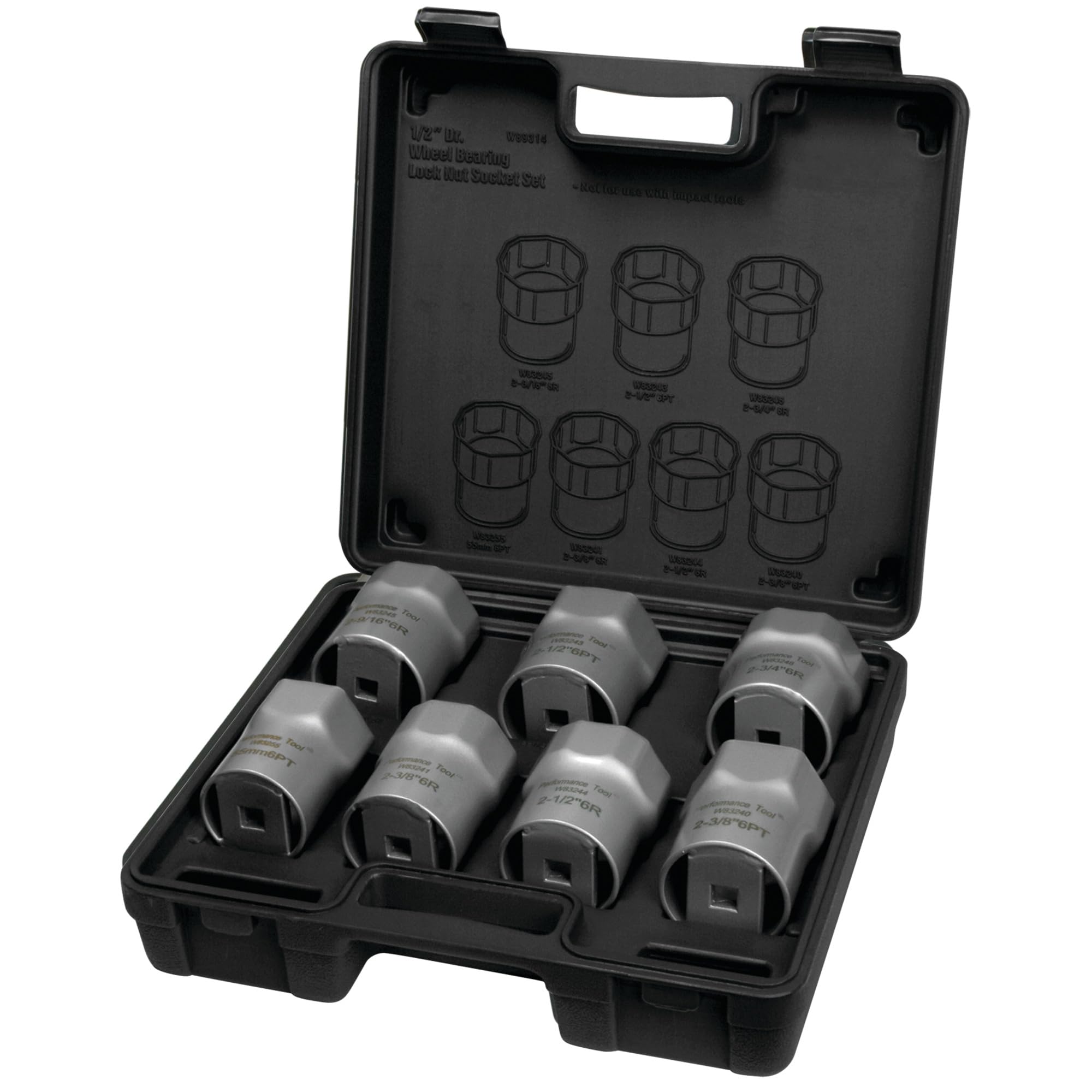 Performance Tool W89314 1/2-Inch Drive Wheel Bearing Lock Nut Socket Set, 7-Piece - Professional Automotive Repair Kit for Trucks & SUVs - Perfect for DIY Mechanics & Garage Use