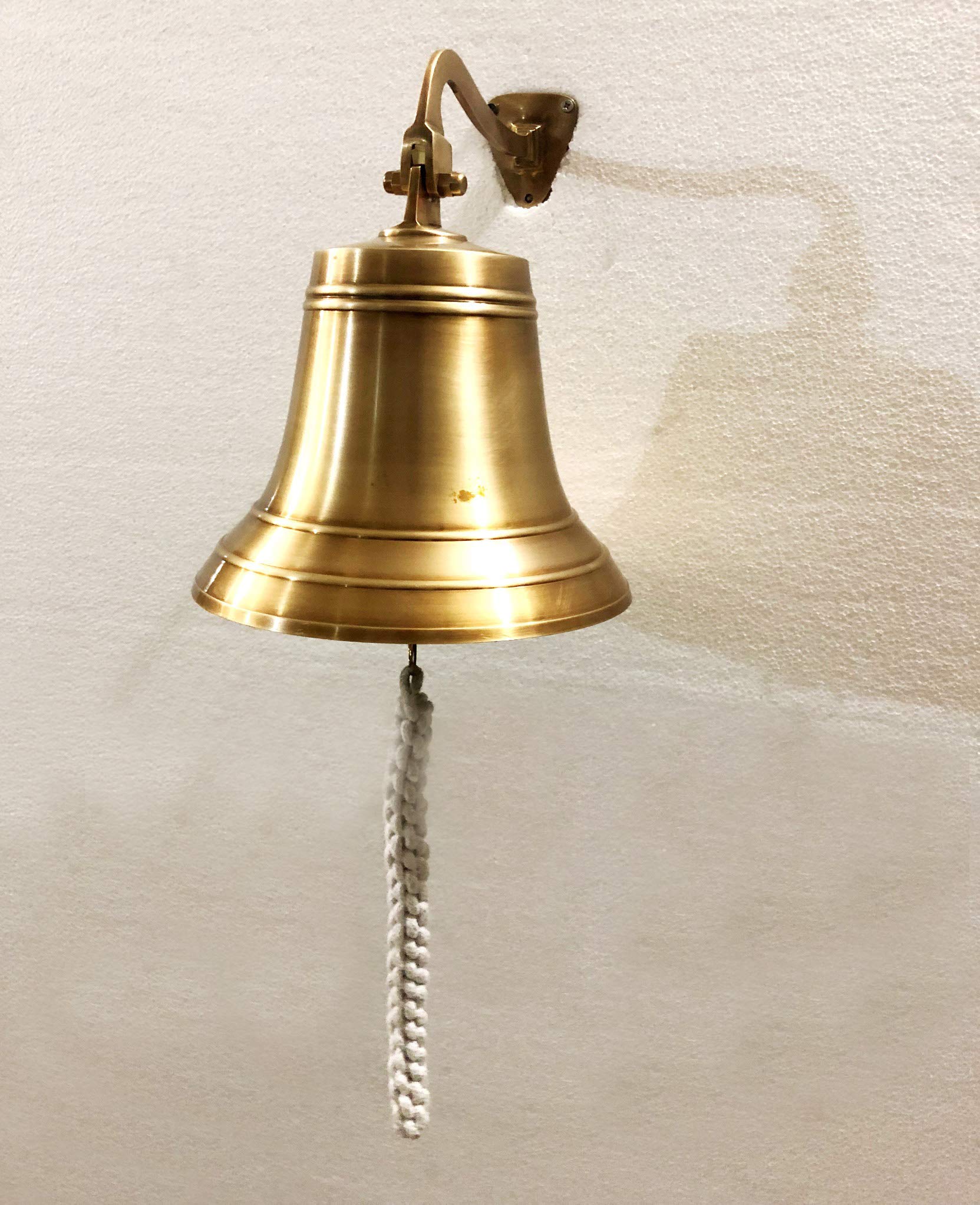 Vintage Solid Brass Anchor Ship Bell - Nautical Wall Hanging Decor for Home, Kitchen, Outdoor & Indoor Use - Perfect for Coastal Themed Rooms, Garden Decor, and Front Door Entrance