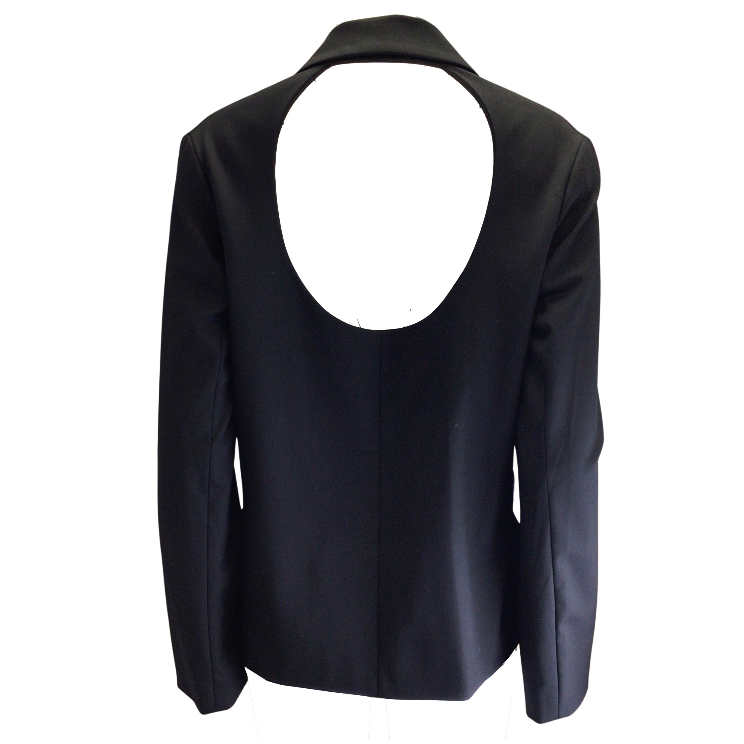 Stylish Black Wool Blazer with Cut Out Back Design - Perfect for Office Wear, Business Meetings & Evening Events