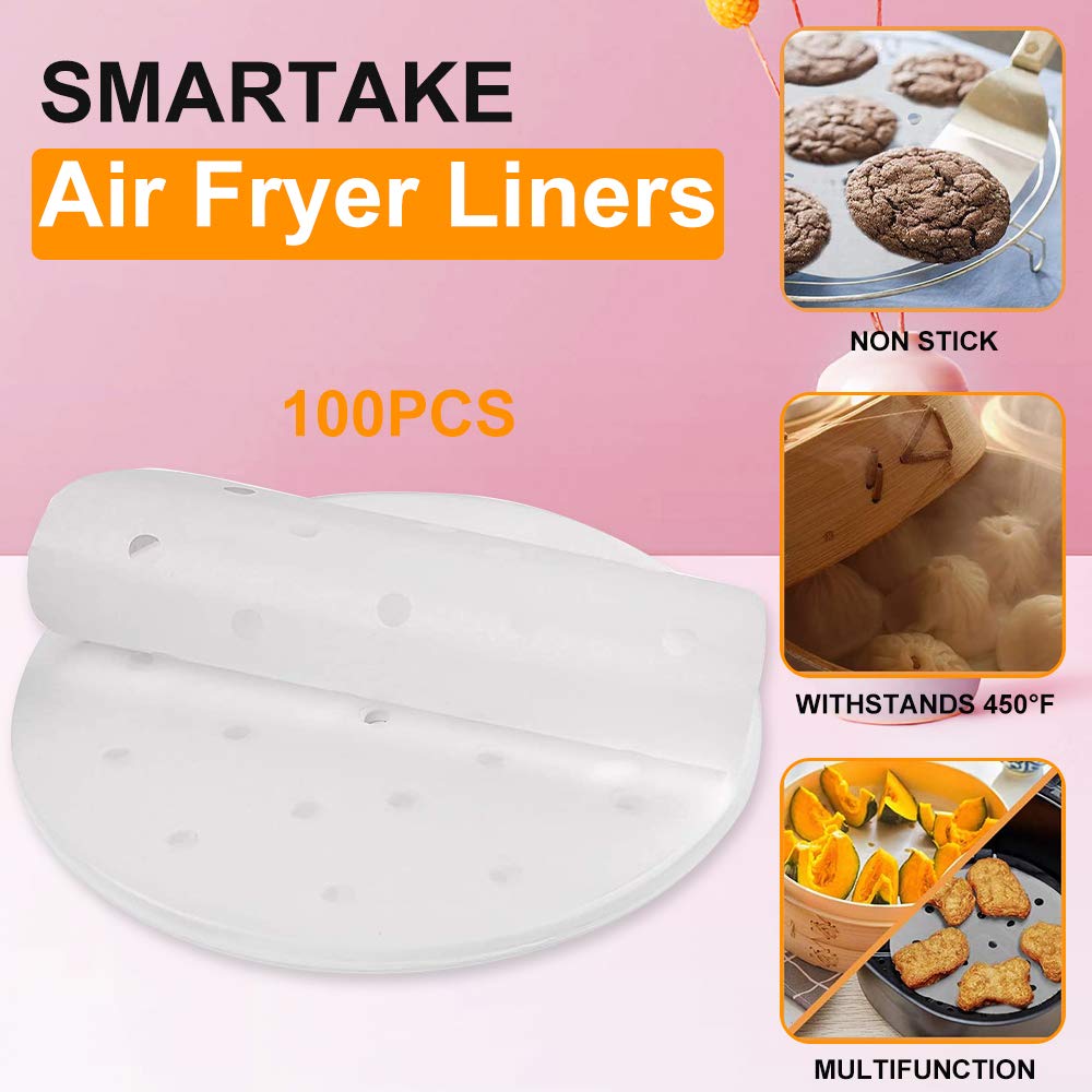 WanderLand Air Fryer Paper Liners - 100 Pack 9-Inch Round Parchment Sheets, Nonstick & Disposable Baking Liners for Microwave, Oil & Water Resistant, Bleach-Free - Perfect for Air Fryers, Baking, and Meal Prep