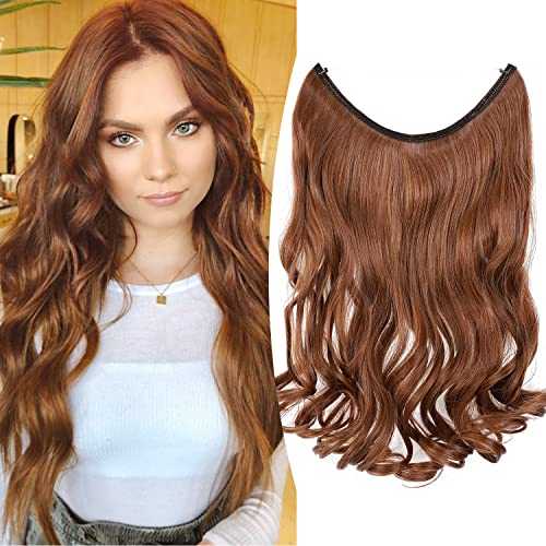 Premium Curly Synthetic Invisible Wire Hair Extensions - Seamless Clip-In Extensions for Volume & Length - Perfect for Parties, Weddings & Everyday Styling