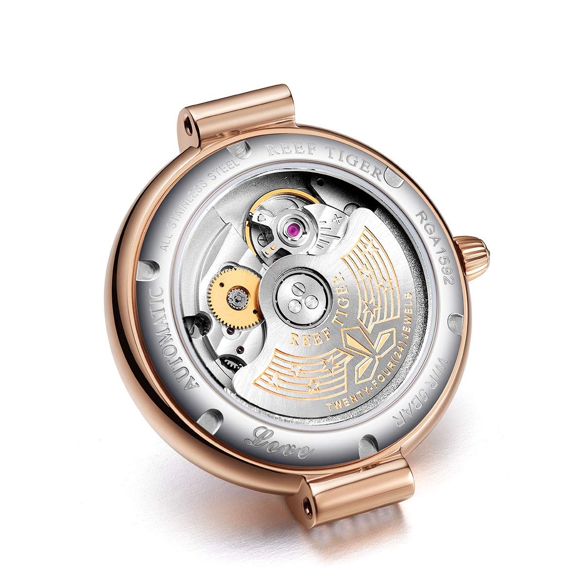 REEF TIGER Luxury Diamond Watch for Women - Automatic Ceramic Band for Elegant Occasions