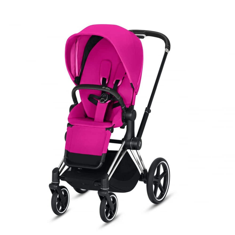 MengK ePriam 3-in-1 Travel System Stroller with Black Accents - Fancy Pink | Lightweight Baby Stroller for Newborns to Toddlers | Perfect for Shopping, Travel & Daily Walks
