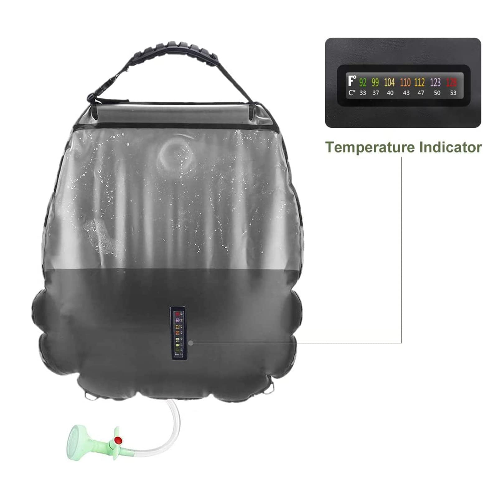 5 Gallon Solar Shower Bag - Portable 20L Camping Shower with Removable Hose & On/Off Switchable Shower Head - Ideal for Beach, Swimming, Hiking, RV Trips and Outdoor Adventures