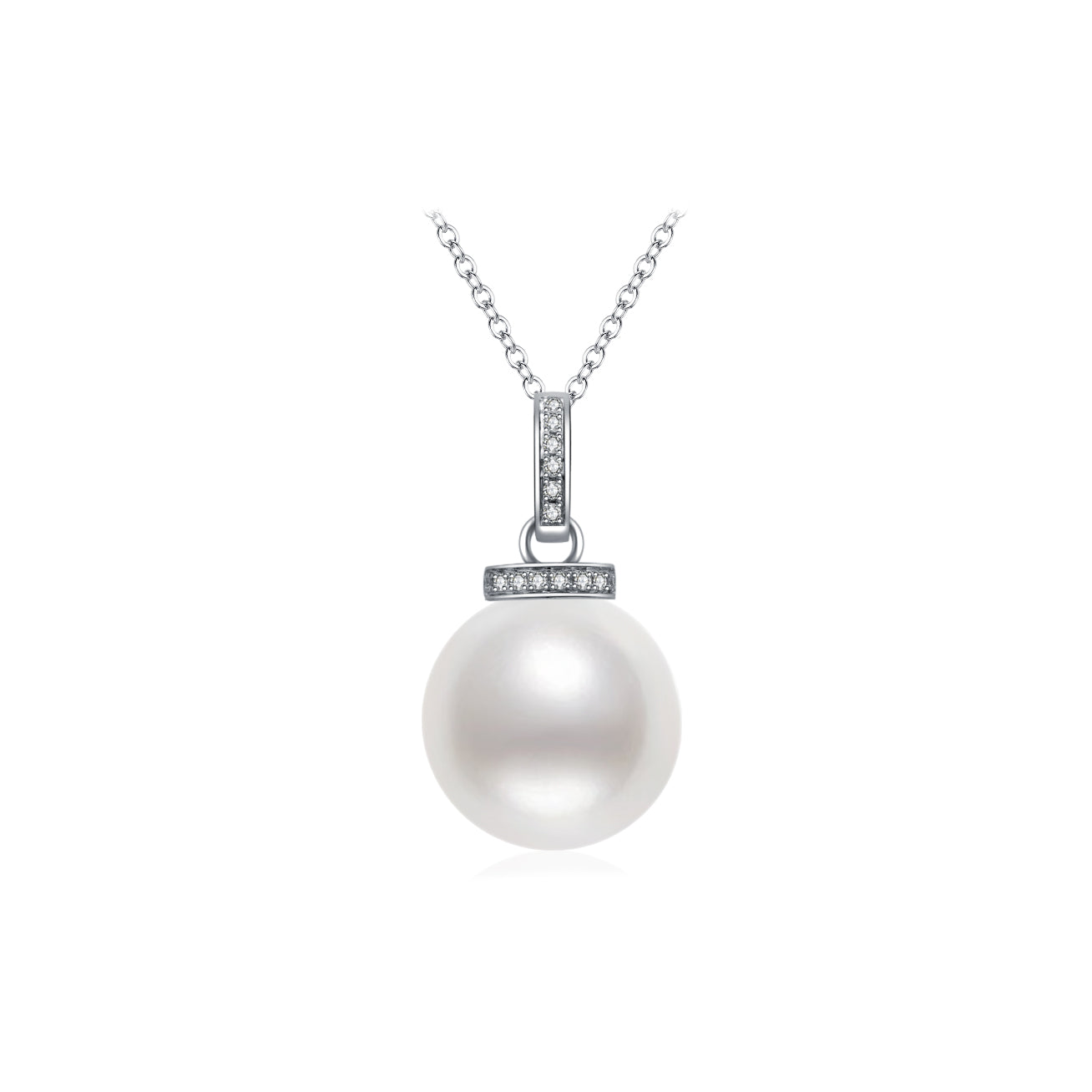 18K Solid Gold Australian White Diamond & Saltwater Pearl Necklace KN00140 - Elegant Jewelry for Weddings, Parties & Special Occasions