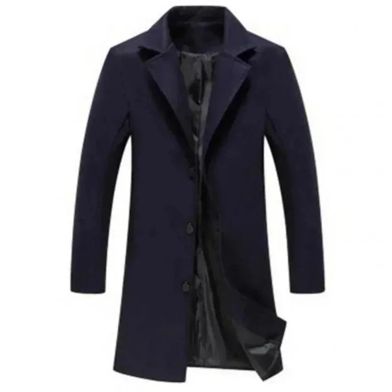 Premium Men's Wool Overcoat - Winter Warm Long Coat for Business & Casual Wear - Perfect for Office, Dating & Outdoor Activities