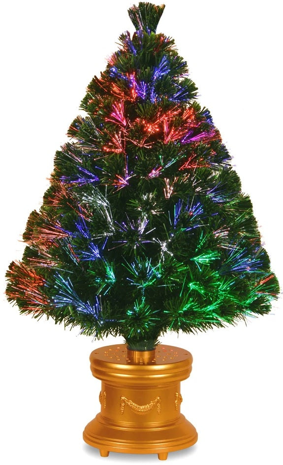 3' Pre-Lit Fiber Optic Artificial Christmas Tree with Colorful LED Lights - Perfect for Home, Office, and Holiday Party Decorations