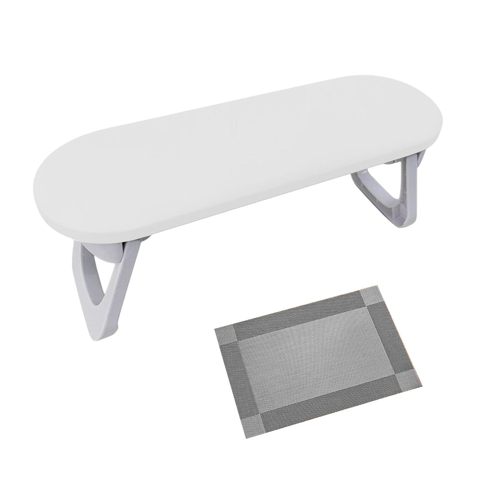 Non-Slip Foldable Nail Arm Rest Cushion - Ergonomic Manicure Hand Stand Holder for Nail Technicians & DIY Home Salon (White, Round Corner) - Perfect for Gel Polish, Acrylic Nails & Spa Treatments