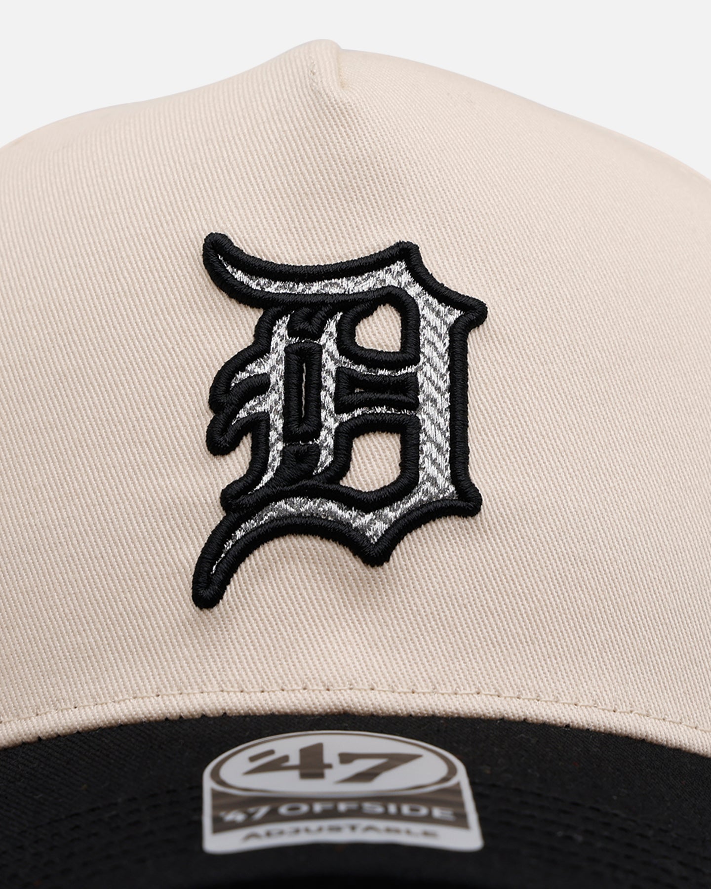 47 Brand Detroit Tigers 'Herringbone' 47 Offside Snapback Hat - Natural/Black Adjustable Baseball Cap for Men & Women - Perfect for Sports Fans, Game Day & Streetwear Fashion