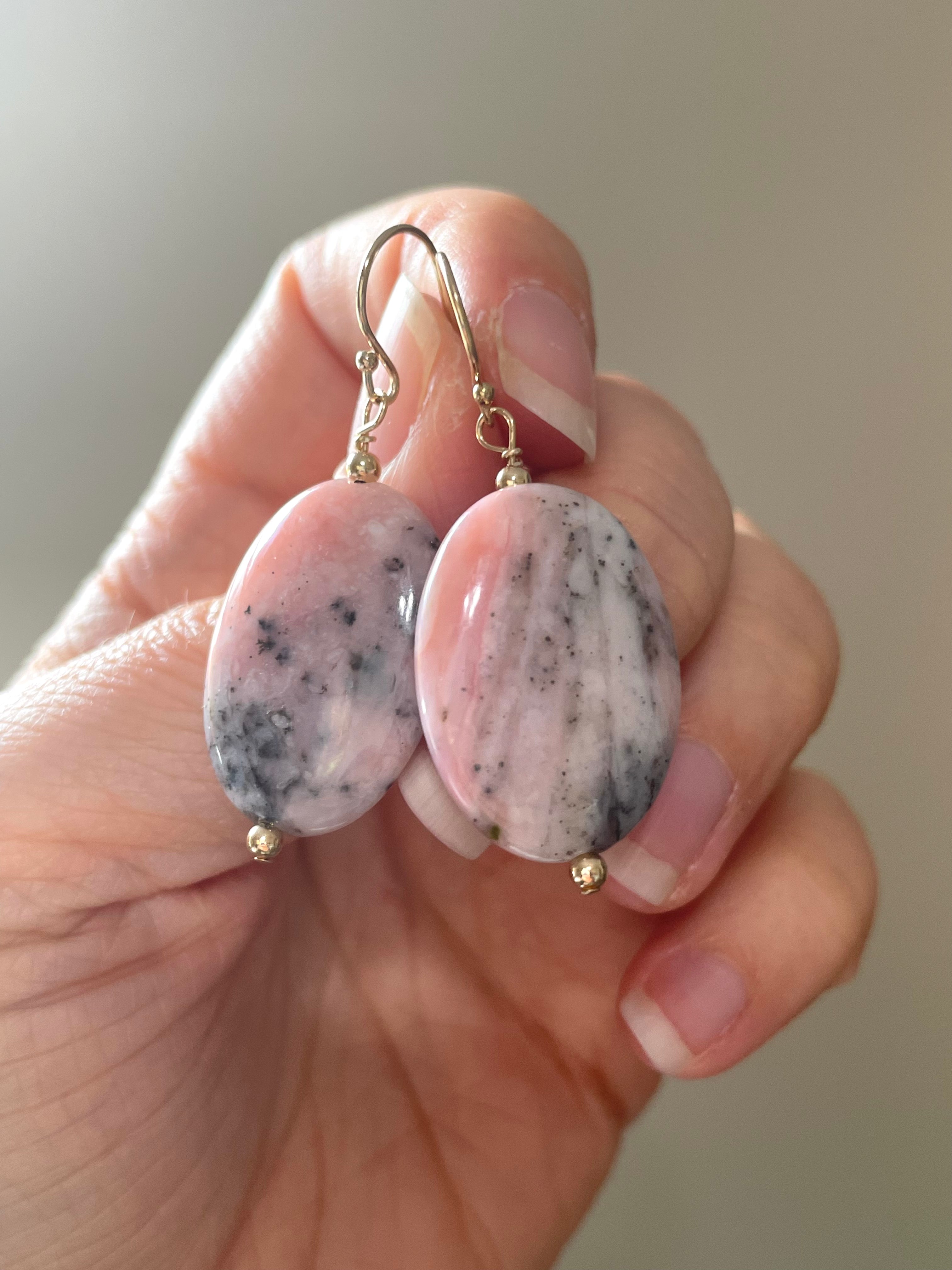 Large Pink Opal Earrings 14K Gold Filled - Elegant Dangle Earrings for Women, Perfect for Weddings, Parties & Everyday Wear
