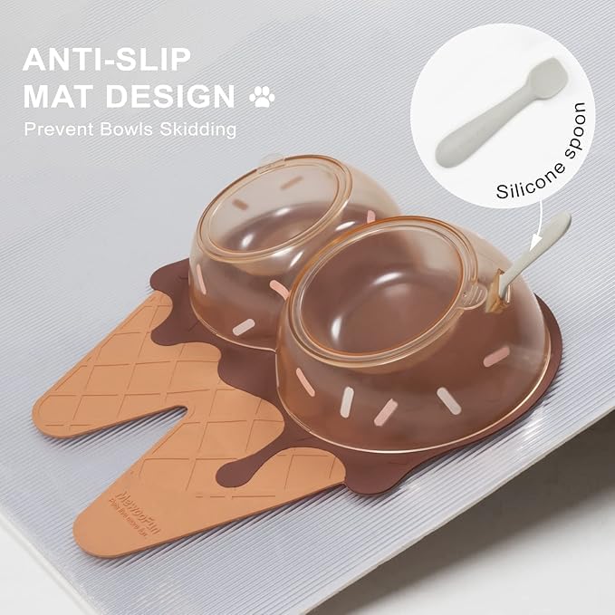 MAHVIW 15° Tilted Pet Bowls Set - Automatic Waterer & Food Dish for Small & Medium Dogs & Cats | Non-Slip Elevated Feeder for Healthy Eating | Perfect for Home, Travel & Outdoor Use (Brown)