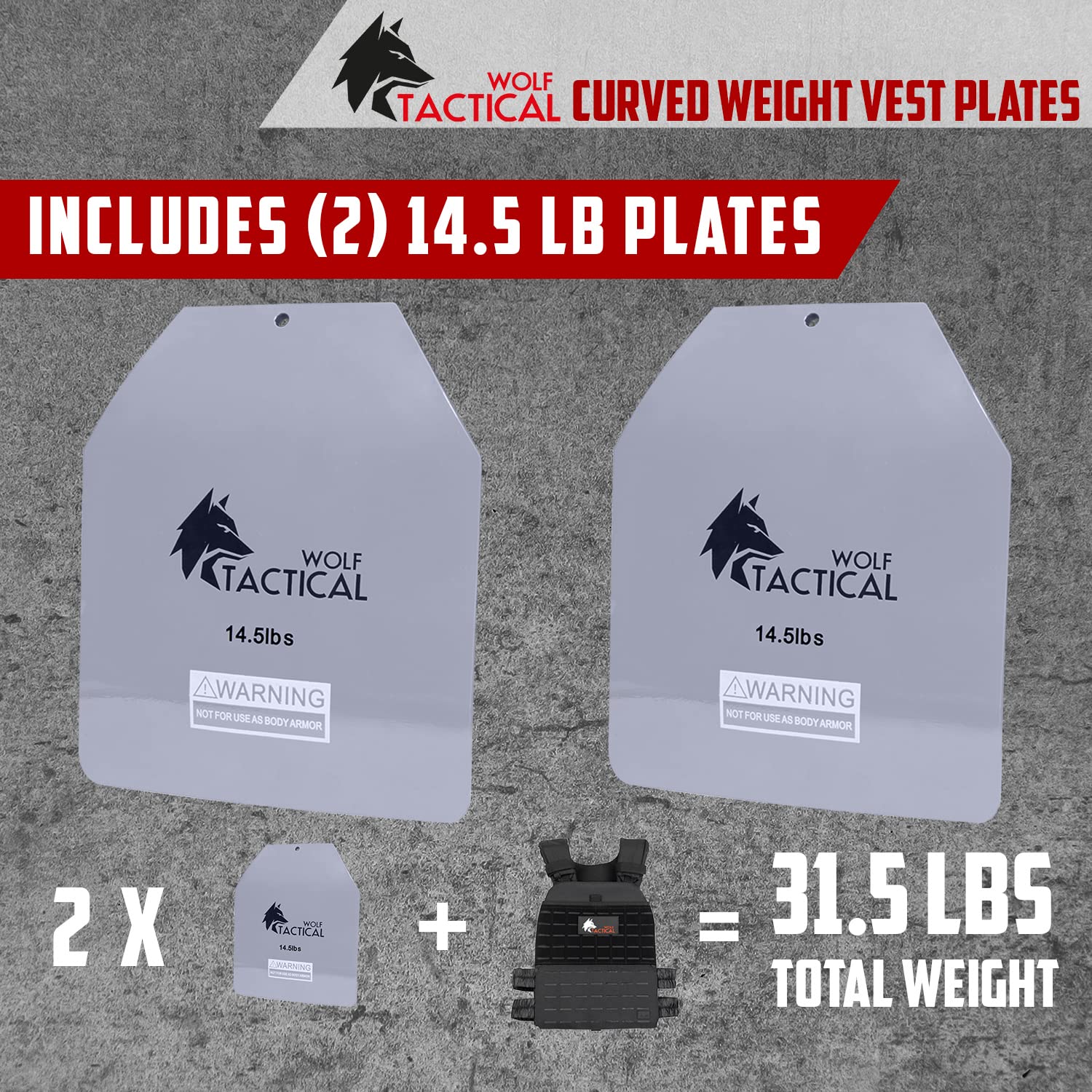 WOLF TACTICAL Curved Weight Vest Plates – 5.75LB/8.75LB/14.5LB Pairs – Ergonomic Contoured Design for CrossFit, Strength Training & Running – Perfect for WODs, HIIT Workouts & Military Fitness Training