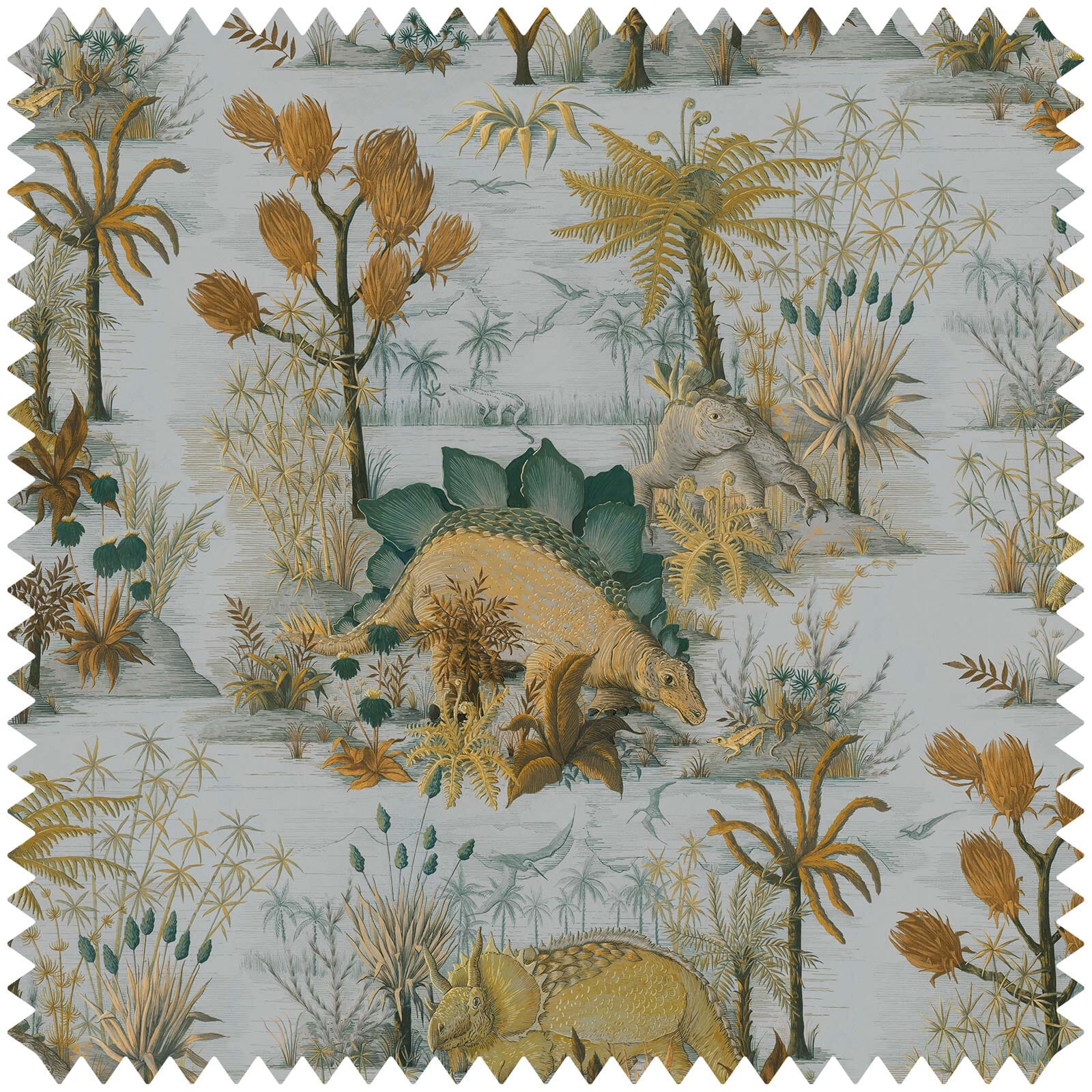 Premium Cotton Linen Fabric - Dinosaur Print Textile for Home Decor, Upholstery & DIY Crafts | Dusk Color Fabric Sample for Sewing, Quilting & Fashion Design