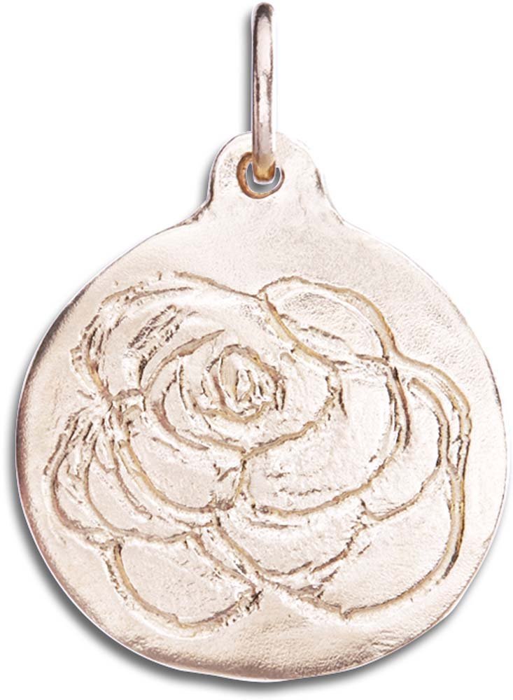 Helen Ficalora Rose Disk Charm Necklace - 14K Gold Plated Rose Pendant Jewelry for Women, Gift for Her | Perfect for Valentine's Day, Anniversary & Special Occasions