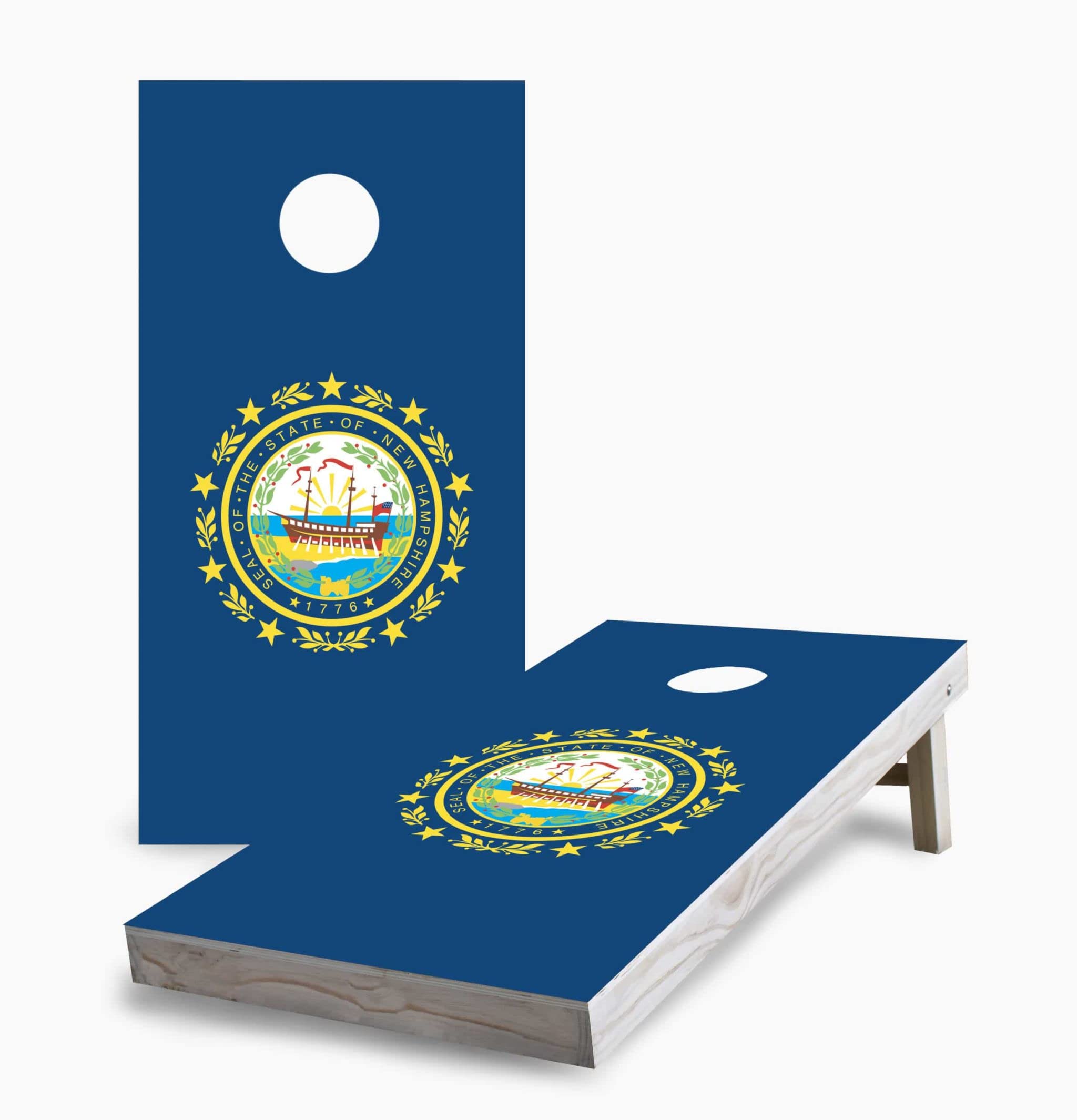 New Hampshire State Flag Cornhole Game Set with 2 Boards & 8 Bags - Outdoor Lawn Tailgate Party Game for Backyard, BBQ, Picnic and Camping