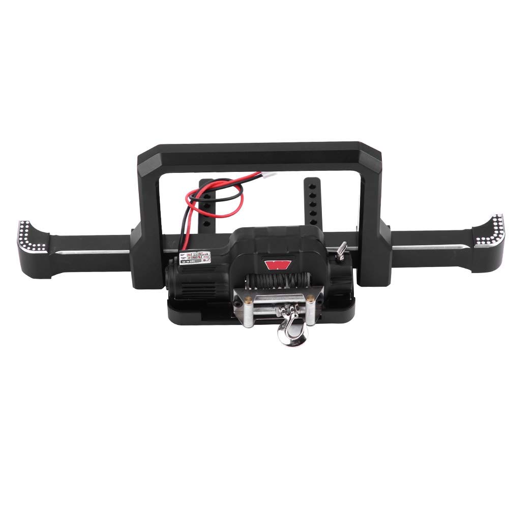 Aluminum Alloy RC Car Front Bumper with Winch & Wireless Remote Controller - Compatible with Traxxas-4 RC Crawler Cars | Durable Off-Road Upgrade Accessory for Rock Crawling & Trail Adventures