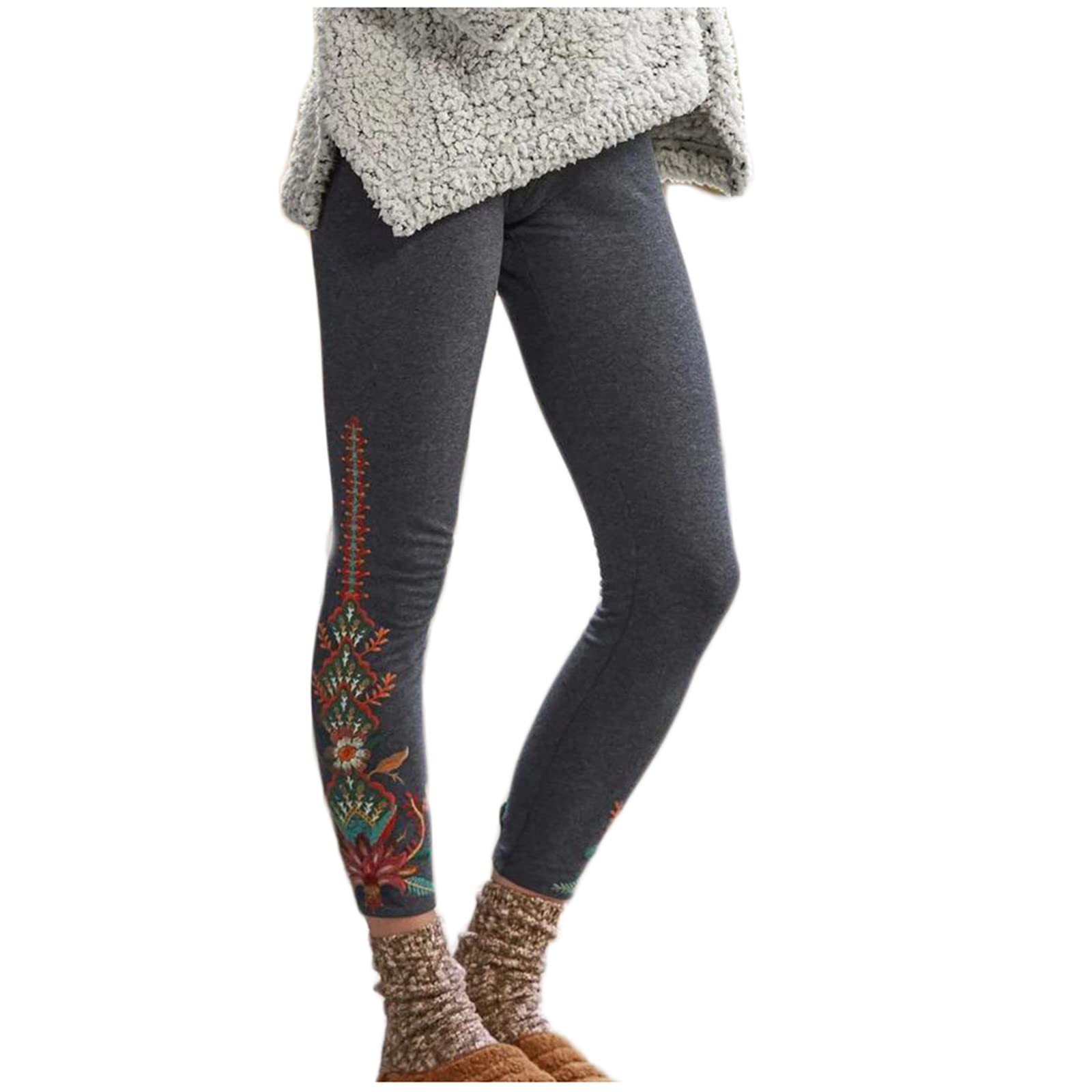 2022 Women's Leggings - Winter Warm Workout Casual Tight Pants with Vintage Print, Comfy Regular Fit Lounge Trousers for Yoga, Running & Everyday Wear