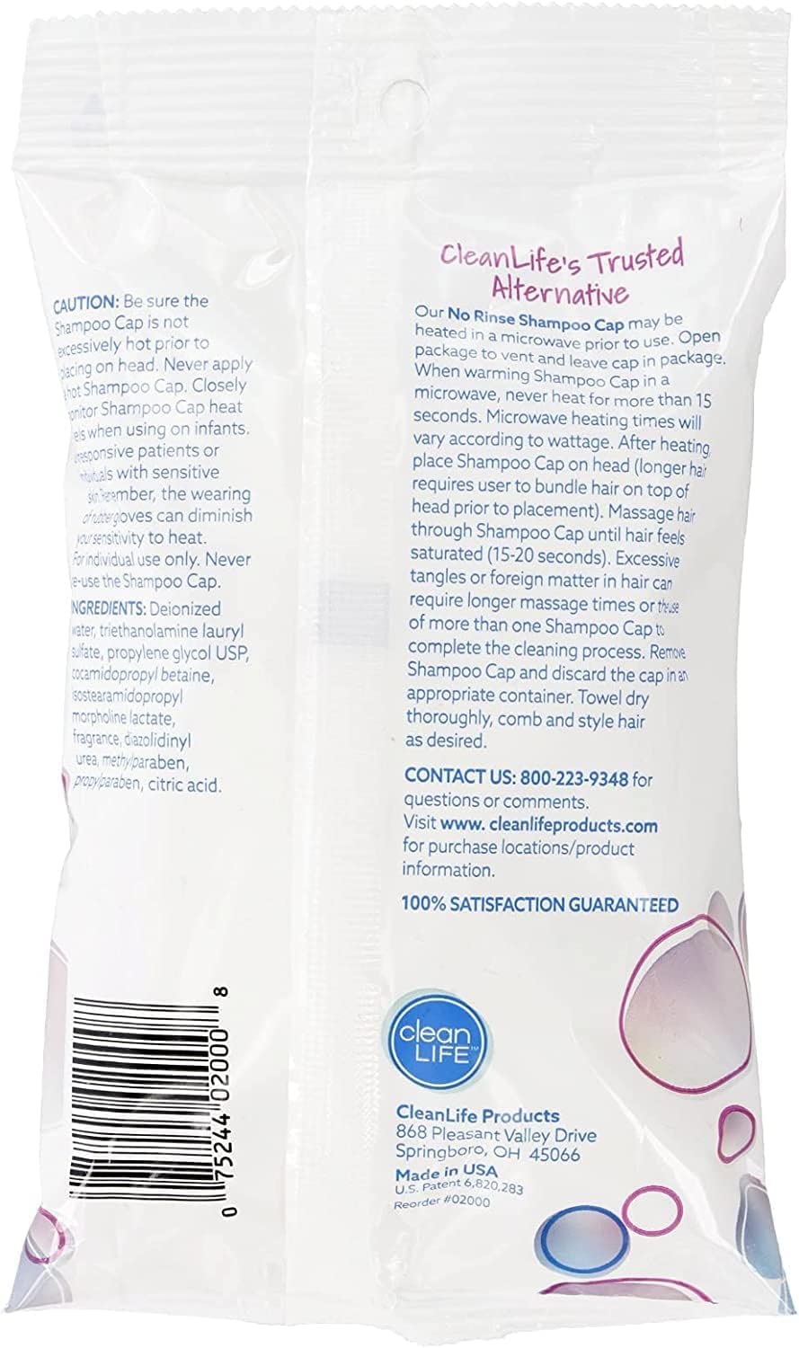 No Rinse Shampoo Cap for Adults & Elderly - Waterless Hair Cleansing Cap for Bedridden Patients, Post-Surgery Care & Travel Convenience