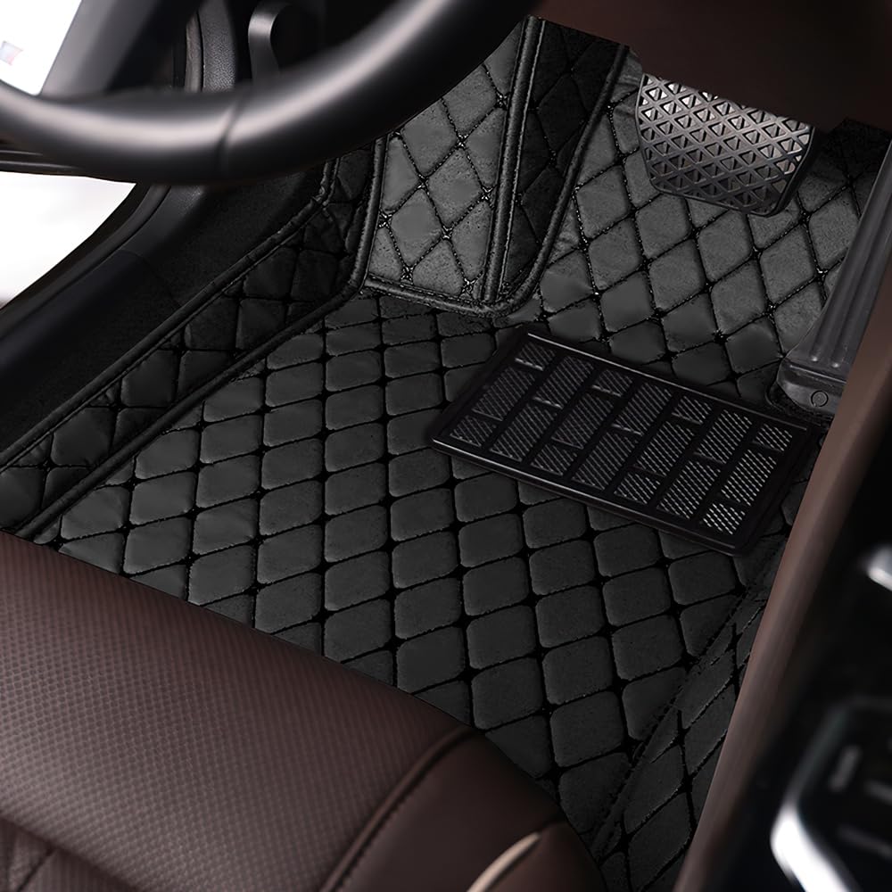 Premium Leather Car Floor Mats for Porsche Taycan Cross Turismo 2021-2023 | Waterproof & Non-Slip Luxury Floor Liners | Custom Fit Interior Accessories (Black) | Perfect for All-Weather Protection & Enhanced Driving Comfort