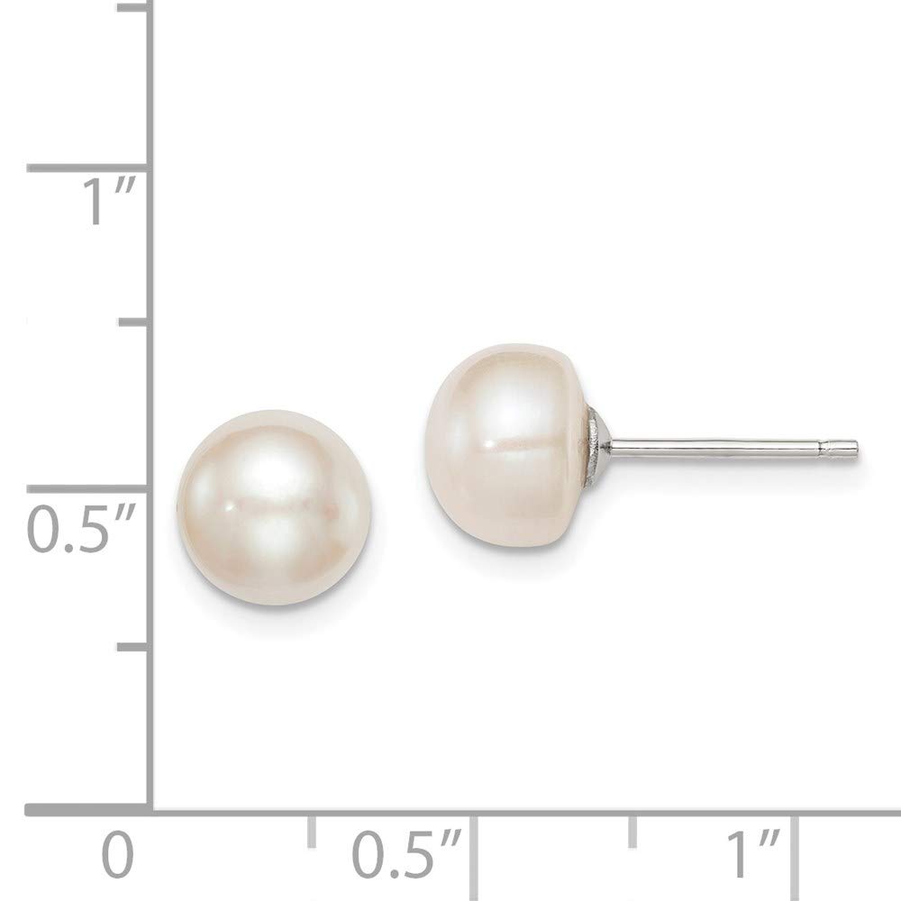 925 Sterling Silver Freshwater Cultured Pearl Stud Earrings for Women - 8-9mm White Button Pearls, Hypoallergenic Fine Jewelry, Perfect Gift for Her (Birthday, Anniversary, Valentine's Day)