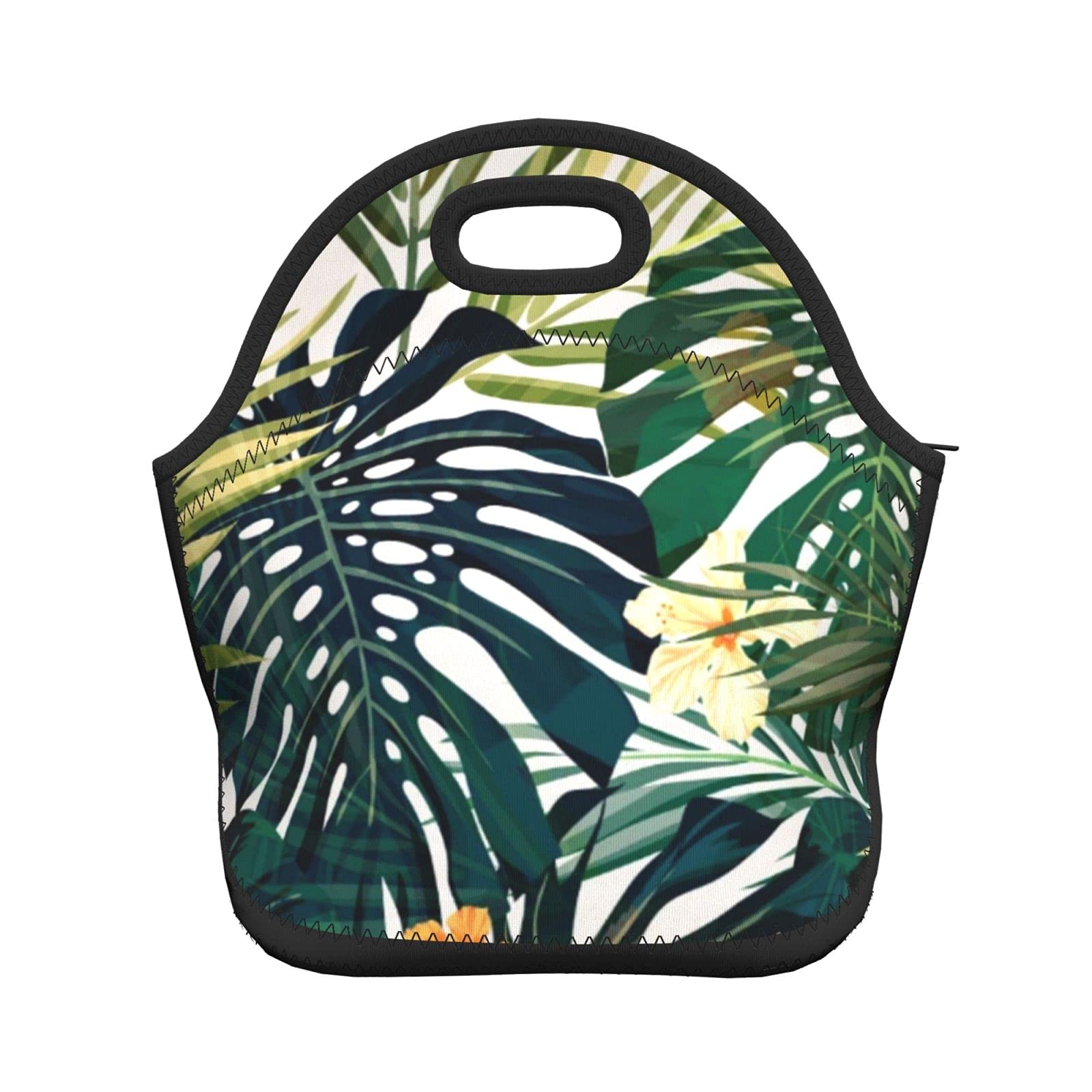 Insulated Tropical Hawaiian Flower Neoprene Lunch Bag - Leakproof Cooler for School, Work, Office & Travel | Beach Picnic, Summer Outing, Camping Essentials