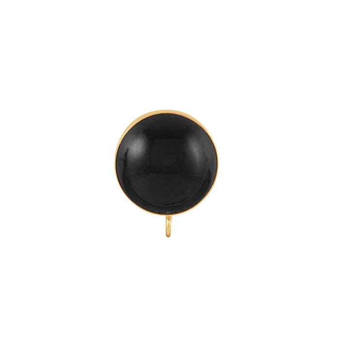 14K/20K Yellow Gold Filled Round Cabochon Post Earrings (6mm-10mm) with Open Ring Setting - Stud Earring Mountings for Gemstones - Perfect for DIY Jewelry Making & Gift Giving