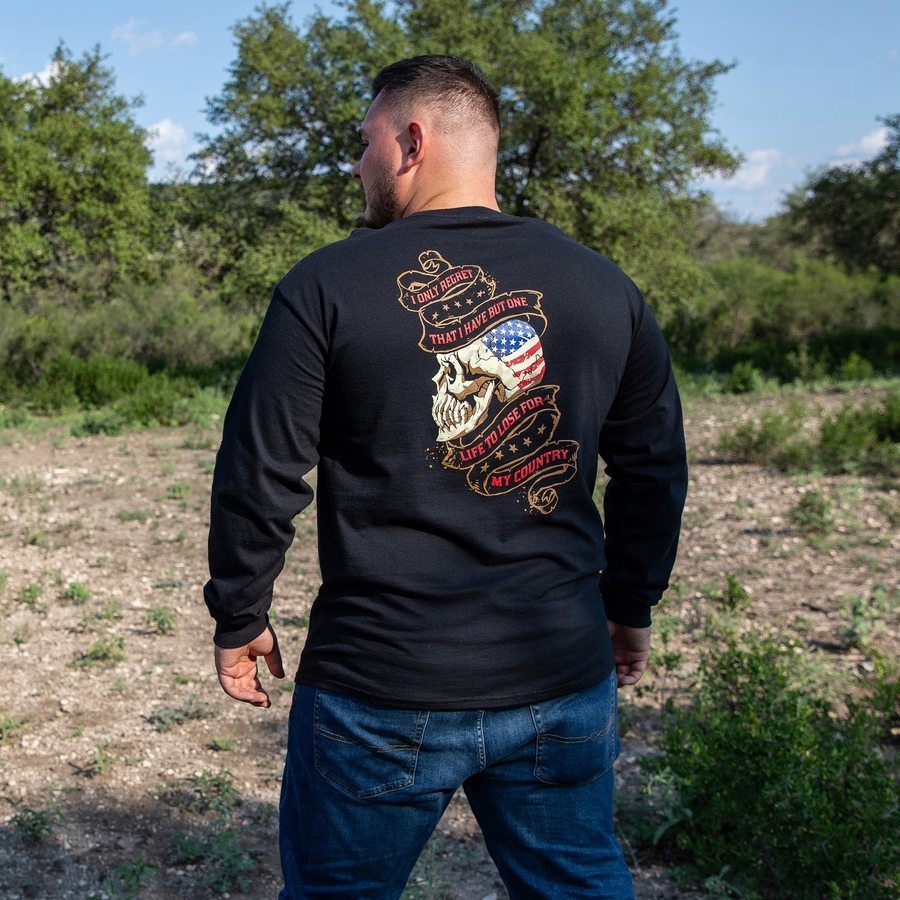 One Life Long Sleeve Shirt for Men - Black Cotton Crewneck T-Shirt - Casual Wear & Street Style Outfits