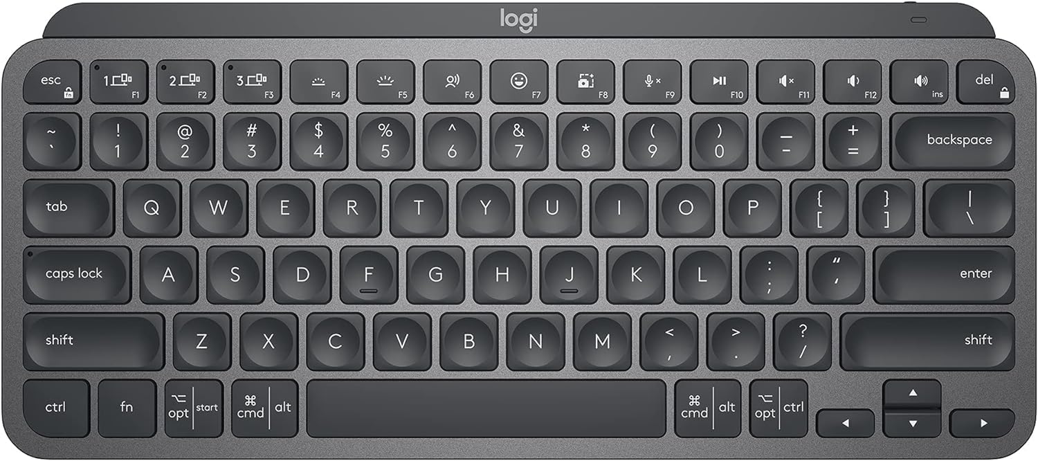 Logitech MX Keys Mini Wireless Bluetooth Keyboard - Compact Backlit Illuminated Design, USB-C Charging, Compatible with Mac, Windows, iOS, Android, Linux | Perfect for Home Office, Remote Work & Gaming (Renewed, Graphite)