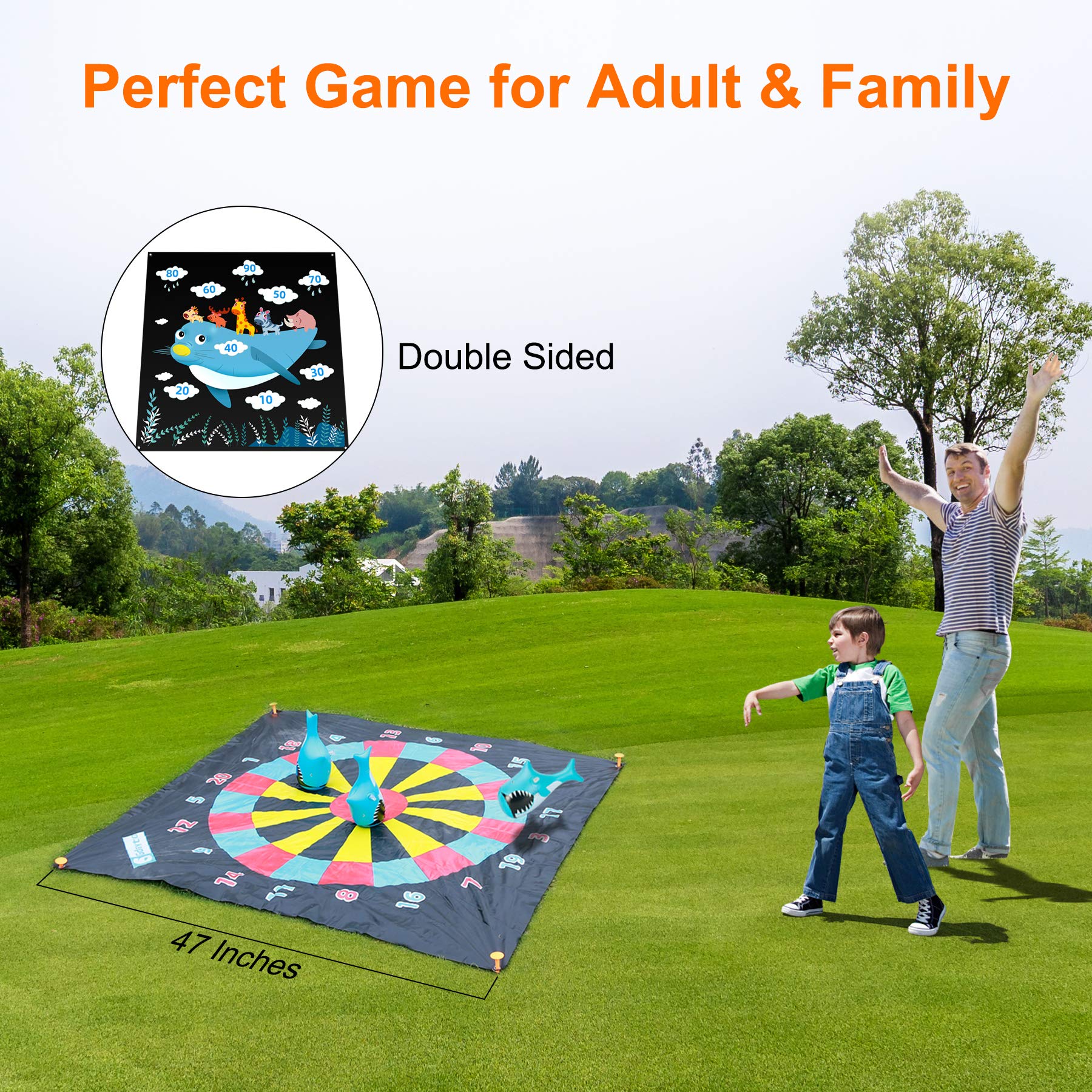 Outdoor Games for Kids and Family - Giant Lawn Dart Set with 3 Tumbler Darts | Fun Backyard, Camping & Beach Activities | Perfect Gift for Boys, Girls & Teens | Great for Parties, Picnics & Outdoor Play