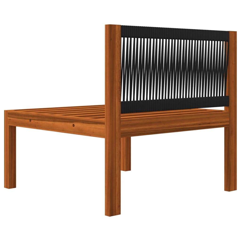 vidaXL Patio Middle Sofa with Cushions - Solid Acacia Wood Outdoor Furniture for Garden, Deck, and Poolside Relaxation