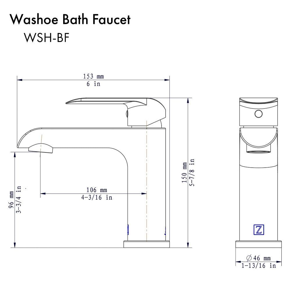 ZLINE Washoe Single Handle Chrome Bathroom Faucet - Modern Waterfall Spout Design for Bathroom Sink, Vanity & Powder Room (WSH BF CH)