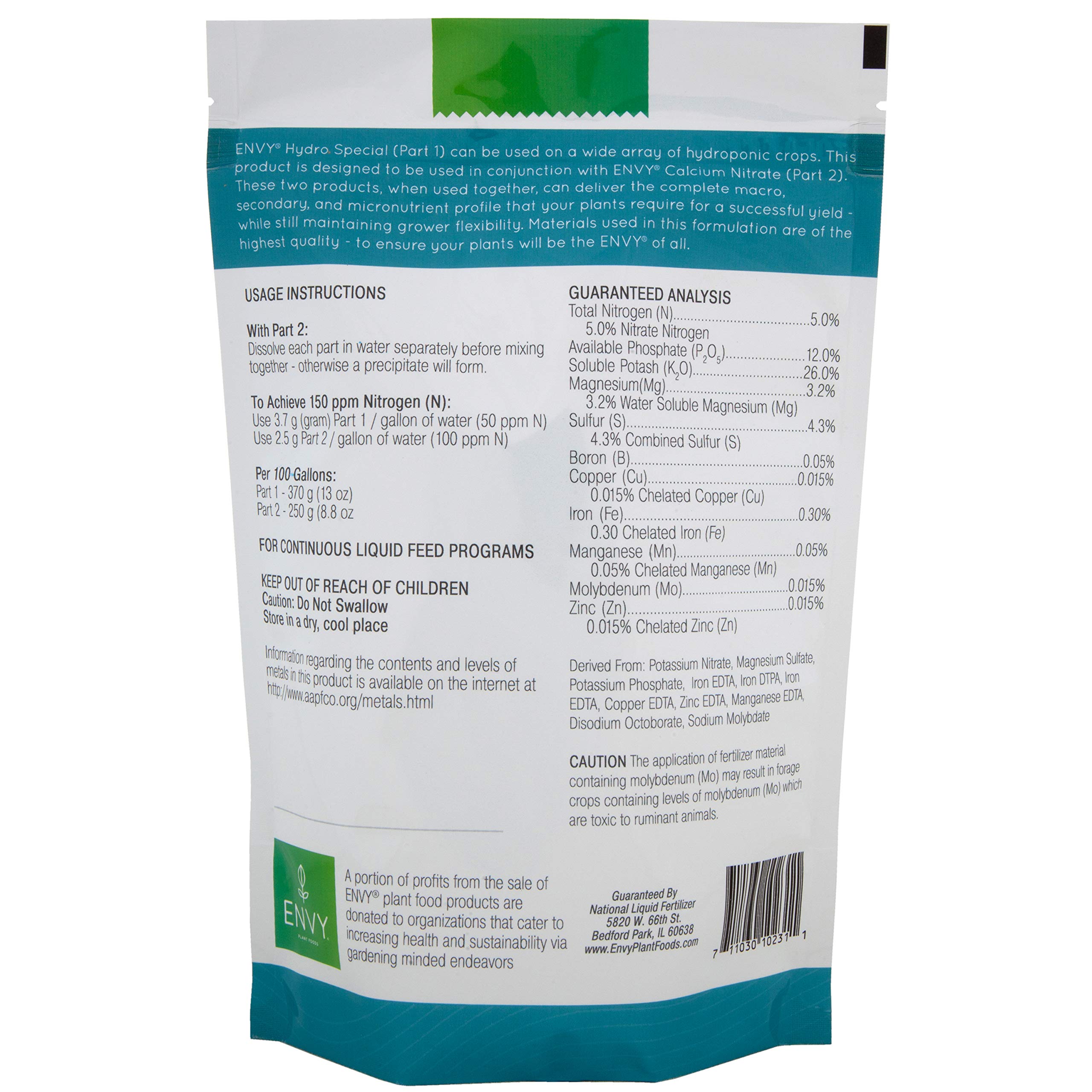 ENVY Hydro Special Professional Grade 5-12-26 Water Soluble Plant Food Fertilizer (3 lb) - High Performance Hydroponic Nutrient Solution for Indoor & Outdoor Gardening, Perfect for Vegetables, Fruits, and Flowers