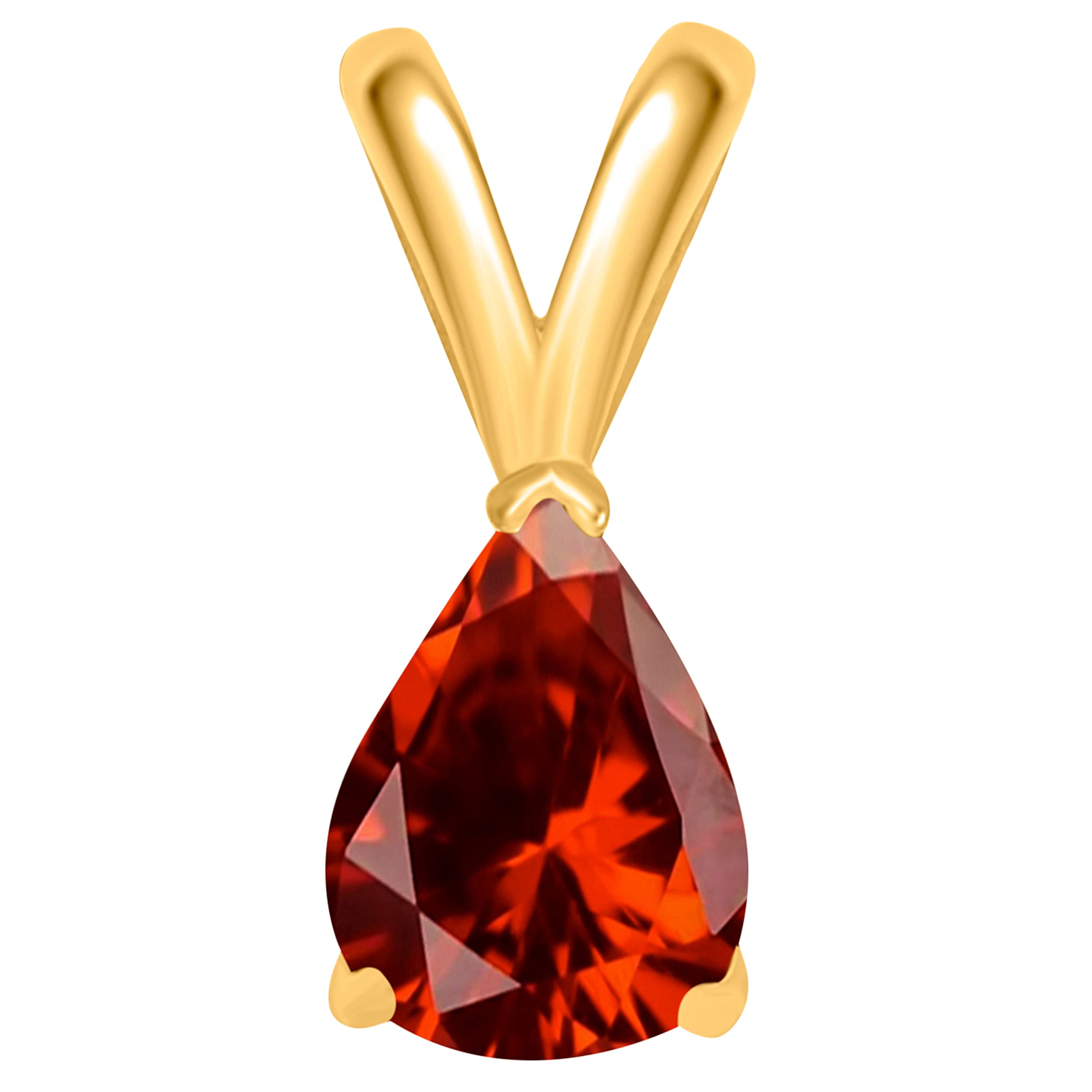 14K Yellow Gold Garnet Pendant Necklace for Women | 0.90 Carat Pear-Shaped Stone with Prong Setting | 18