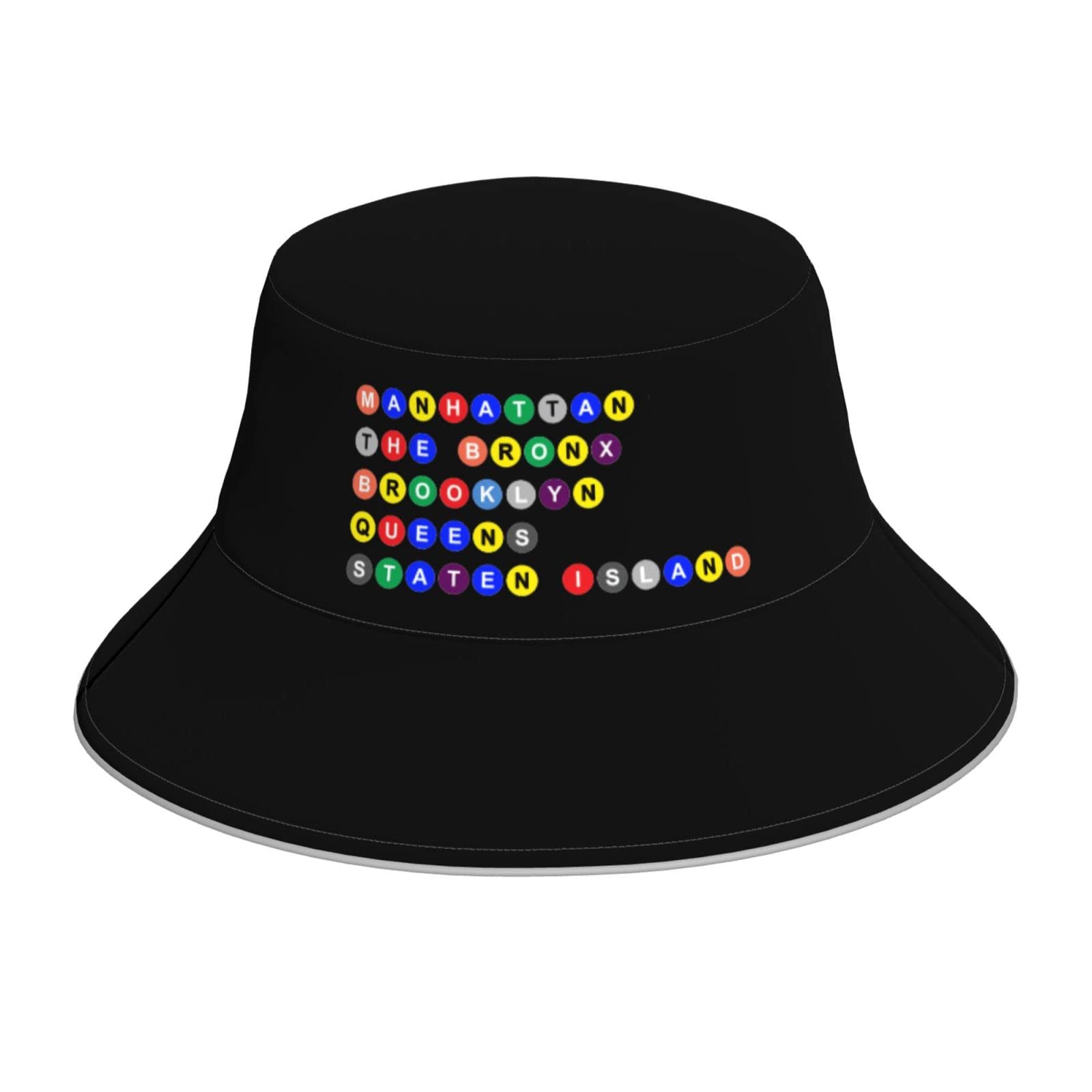 NYC Five Boroughs Subway Bubble Bucket Hat - Reflective, Foldable Unisex Beach & Fisherman Sun Hat for Women & Men | Perfect for Outdoor Activities, Travel, and Urban Fashion