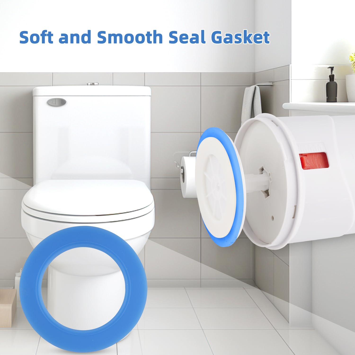 iFealClear Toilet Flush Valve Seal Replacement Kit - 2 Pack Blue Rubber Seals Compatible with American Standard Champion 4 & Eljer Titan 4 Toilets (Includes O-Ring) - Fix Leaking Toilet & Prevent Water Waste
