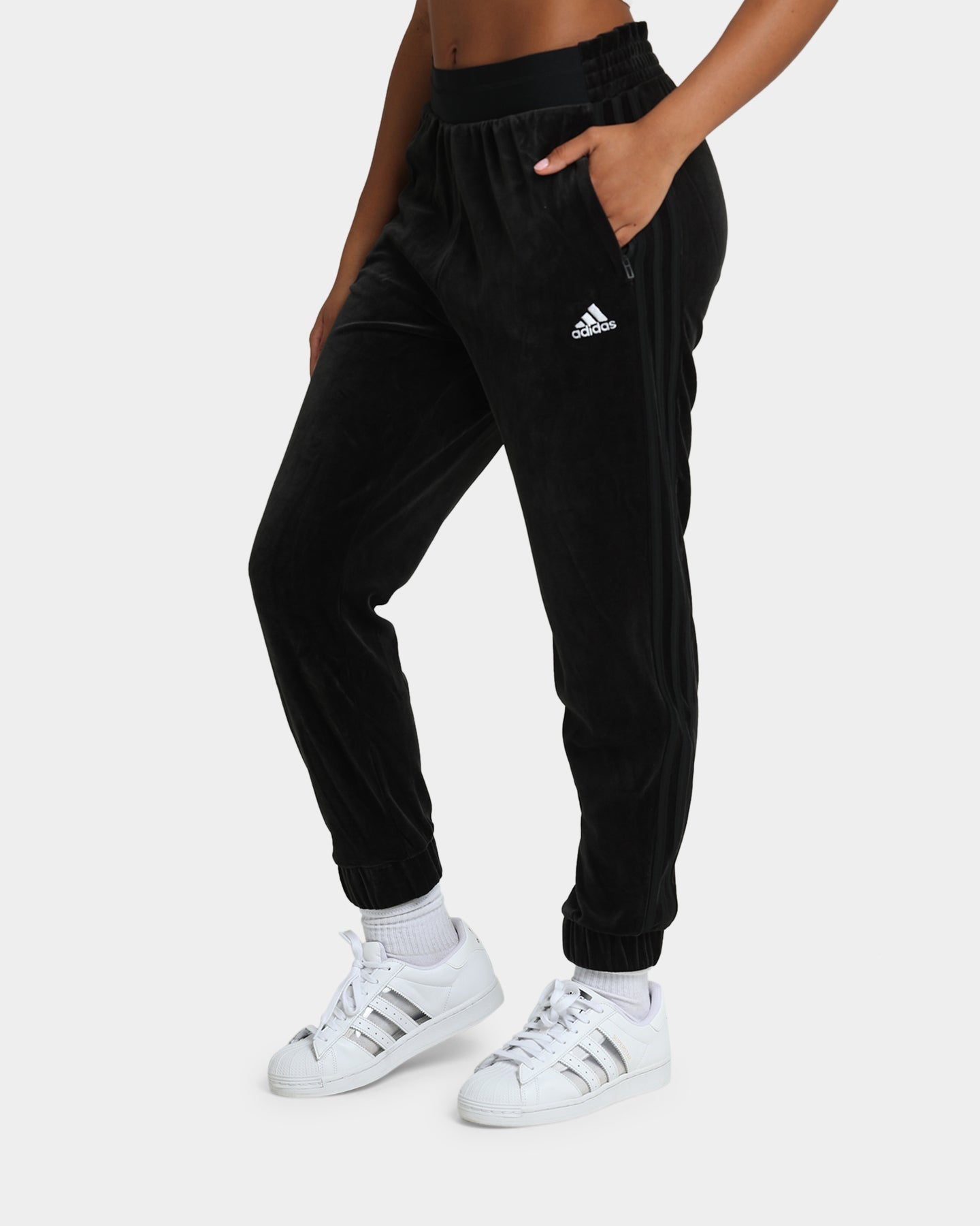 Adidas Women's Velour Sweatpants - Soft Lounge Pants for Women, Black - Perfect for Yoga, Running & Casual Wear