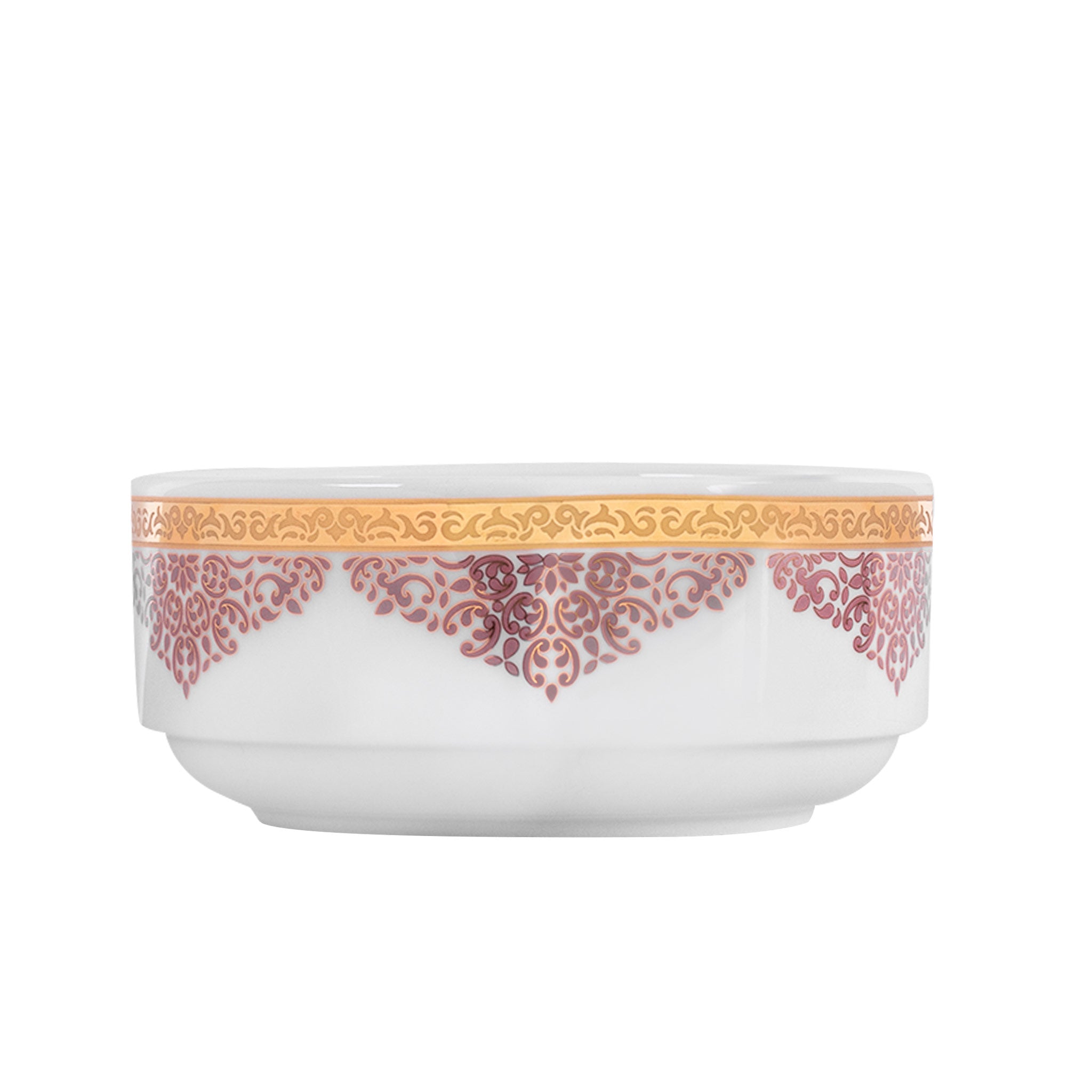 Dimlaj Selena 2-Piece Porcelain Bowl Set - Gold & Pink - Elegant Dinnerware for Home, Kitchen & Party Serving