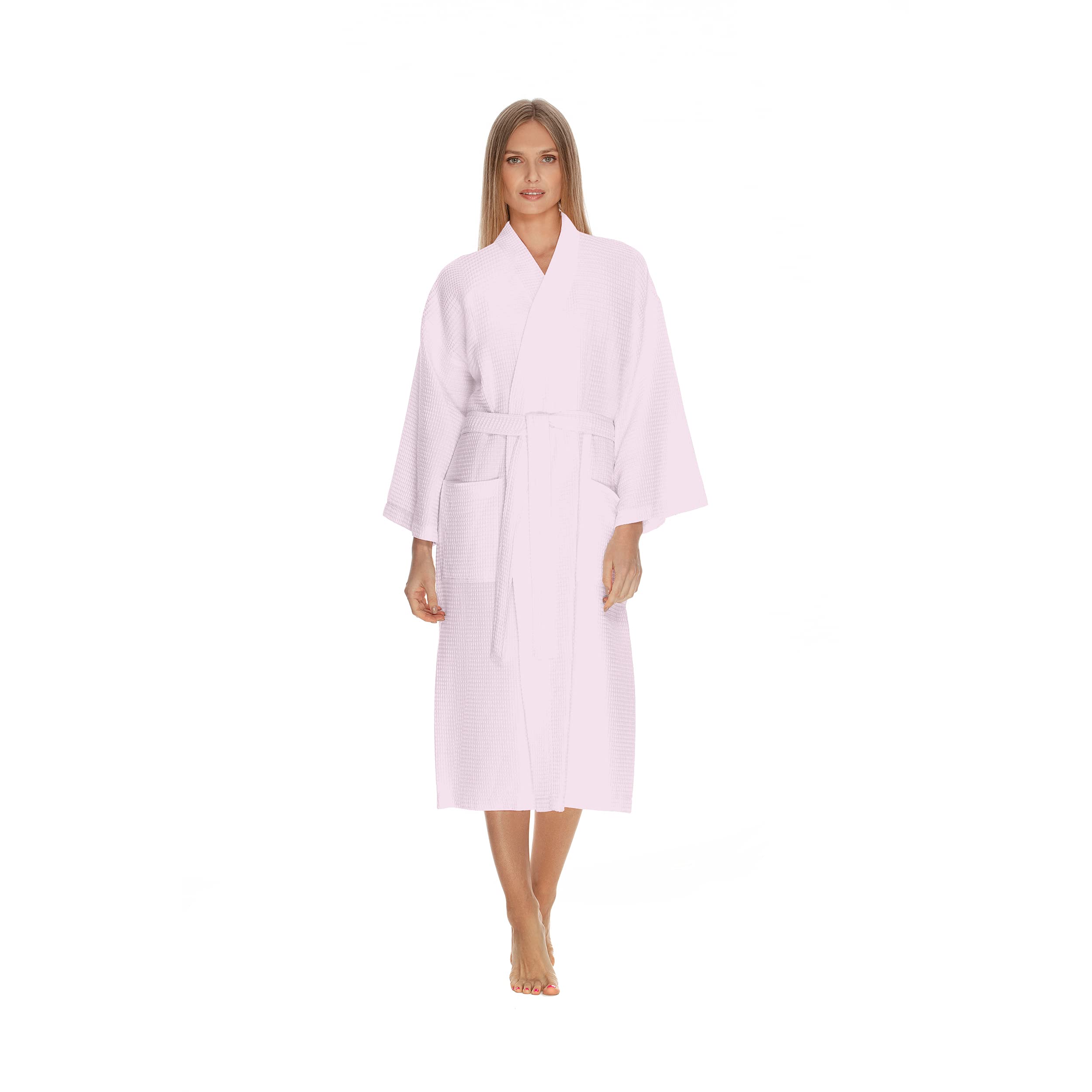BOCA TERRY Women's Waffle Knit Robe - Soft Long Cotton Kimono Bathrobe for Spa, Hotel & Home Relaxation | Cozy Loungewear for Women