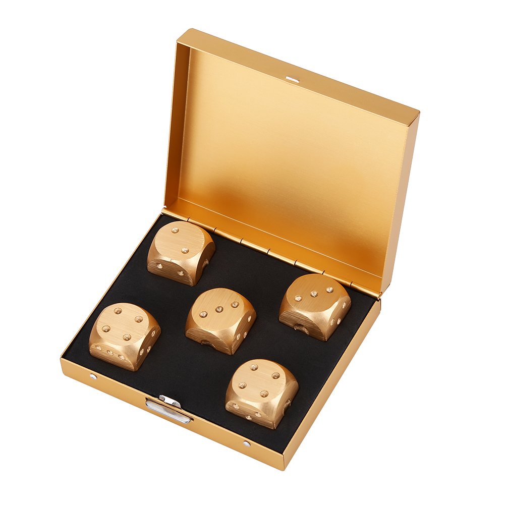 Premium 5-Piece Gold Dice Set for Tabletop Games, Gambling & Entertainment - Perfect for Christmas Gifts, Casino Nights & Board Game Parties (VGEBY Gold Box)
