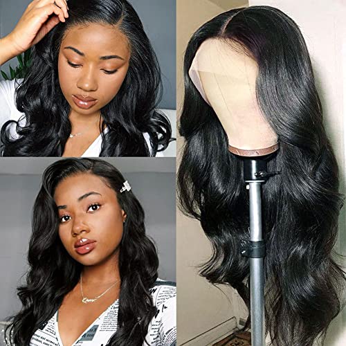 13x4 HD Transparent Glueless Body Wave Lace Front Wigs | Brazilian Virgin Human Hair | Pre-Plucked with Baby Hair | Natural Hairline | 16 Inch Wet & Wavy Lace Frontal Wigs for Black Women | Perfect for Daily Wear, Parties & Special Occasions