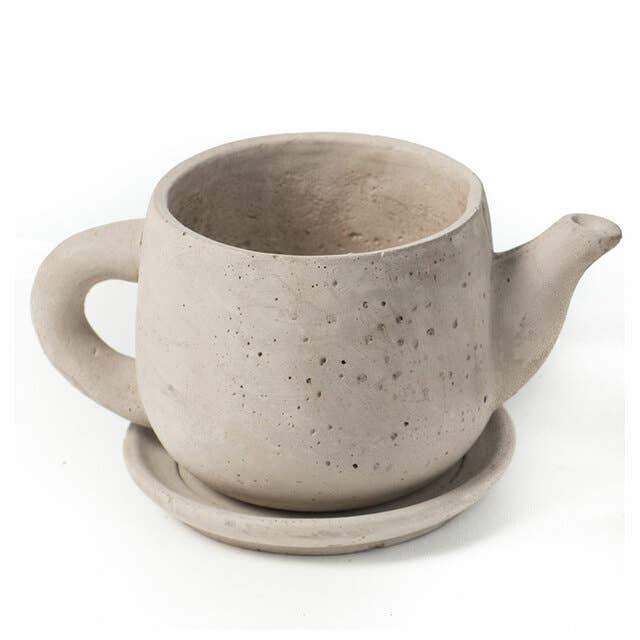 Concrete Teapot Planter - Modern Succulent & Herb Planter for Indoor/Outdoor Decor - Perfect for Home, Office, and Garden Use