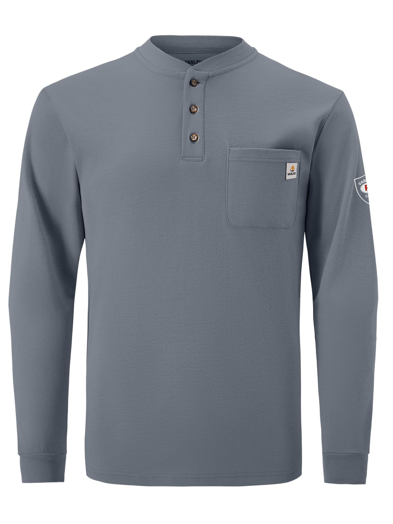 Flame Resistant Shirts for Men - Lightweight 6.5oz Long Sleeve Henley Work Shirts, CAT2 NFPA 2112 Certified FR Clothing for Industrial Safety & Outdoor Workwear