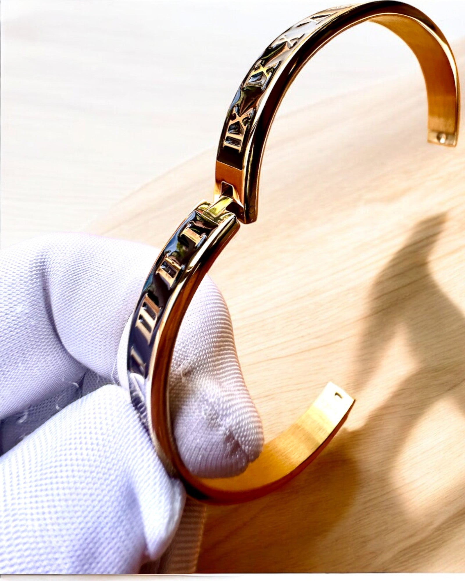 Elegant Gold Stainless Steel Bracelet with Roman Numerals - Custom Engraving for Personalized Gift | Perfect for Anniversaries, Birthdays & Special Occasions