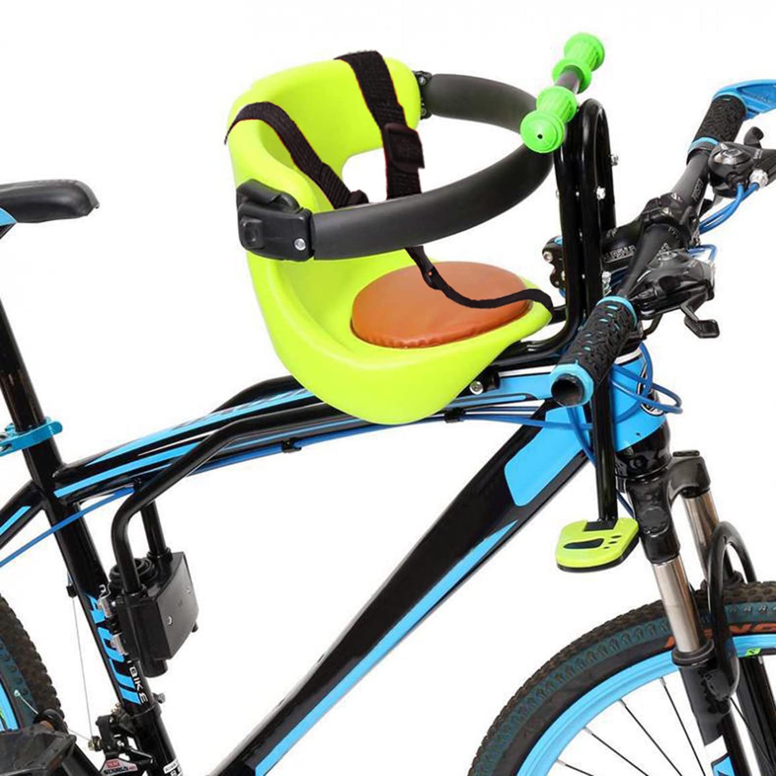 **AOTENG STAR Front Mount Baby Bike Seat for Adults - Foldable Toddler Bicycle Carrier with Safety Handrail for Kids 2-6 Years (220 lbs Max) - Perfect for Family Rides & Outdoor Adventures**