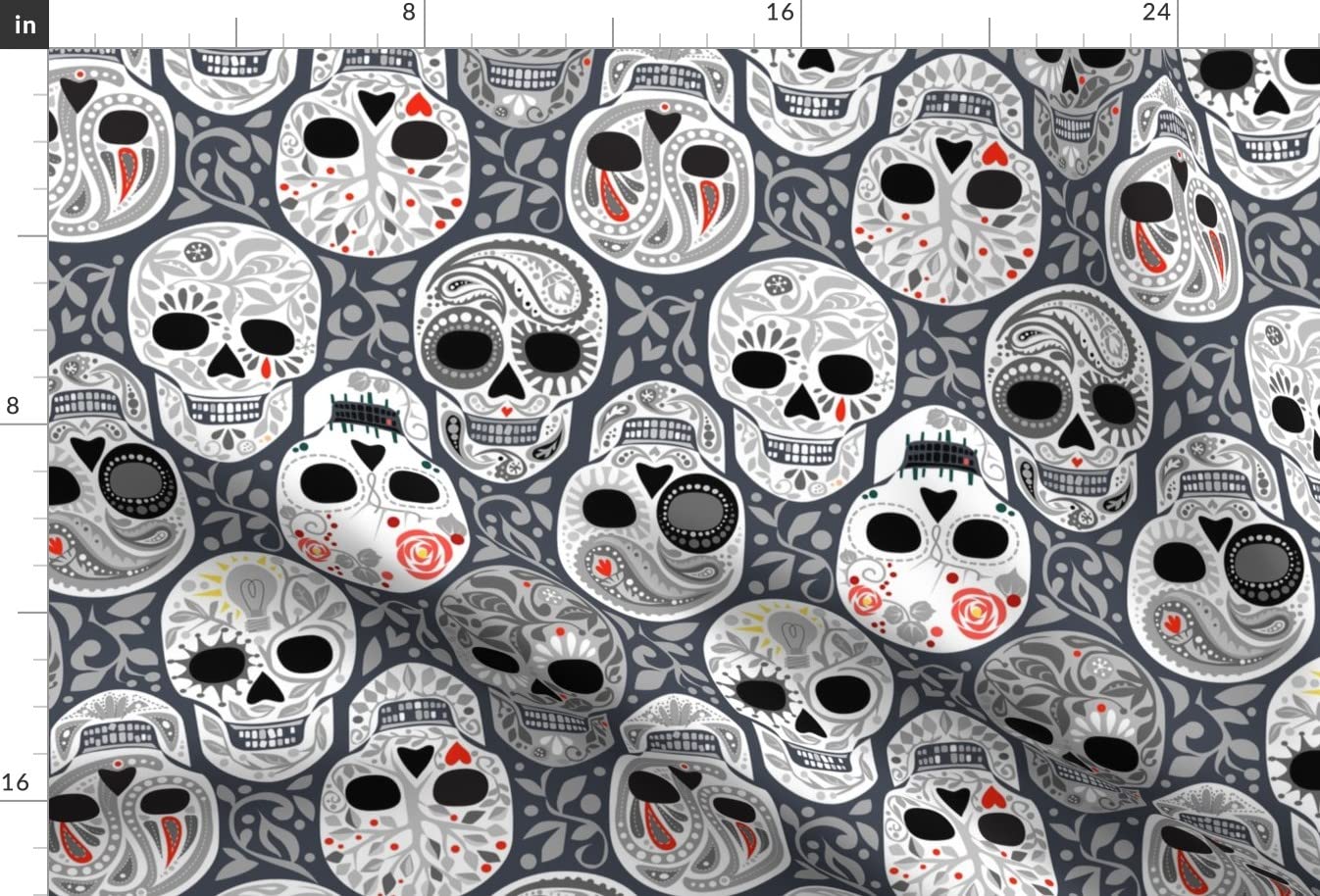 Spoonflower Fabric - Calaveras Skeleton Skull Day of the Dead Gothic Halloween Bones Sugar Black Printed on Soft Minky Fabric Fat Quarter - Perfect for Sewing Baby Blankets, Quilt Backing & Plush Projects - DIY Home Decor, Costume Making & Crafting
