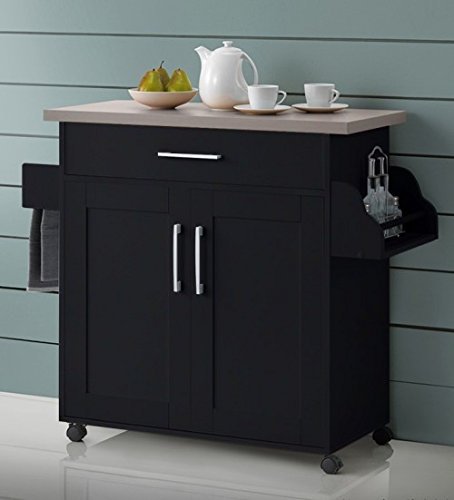 Custom Kitchen Island with Spice Rack & Towel Holder - Chocolate Grey Finish | Space-Saving Storage Solution for Small Kitchens & Modern Homes