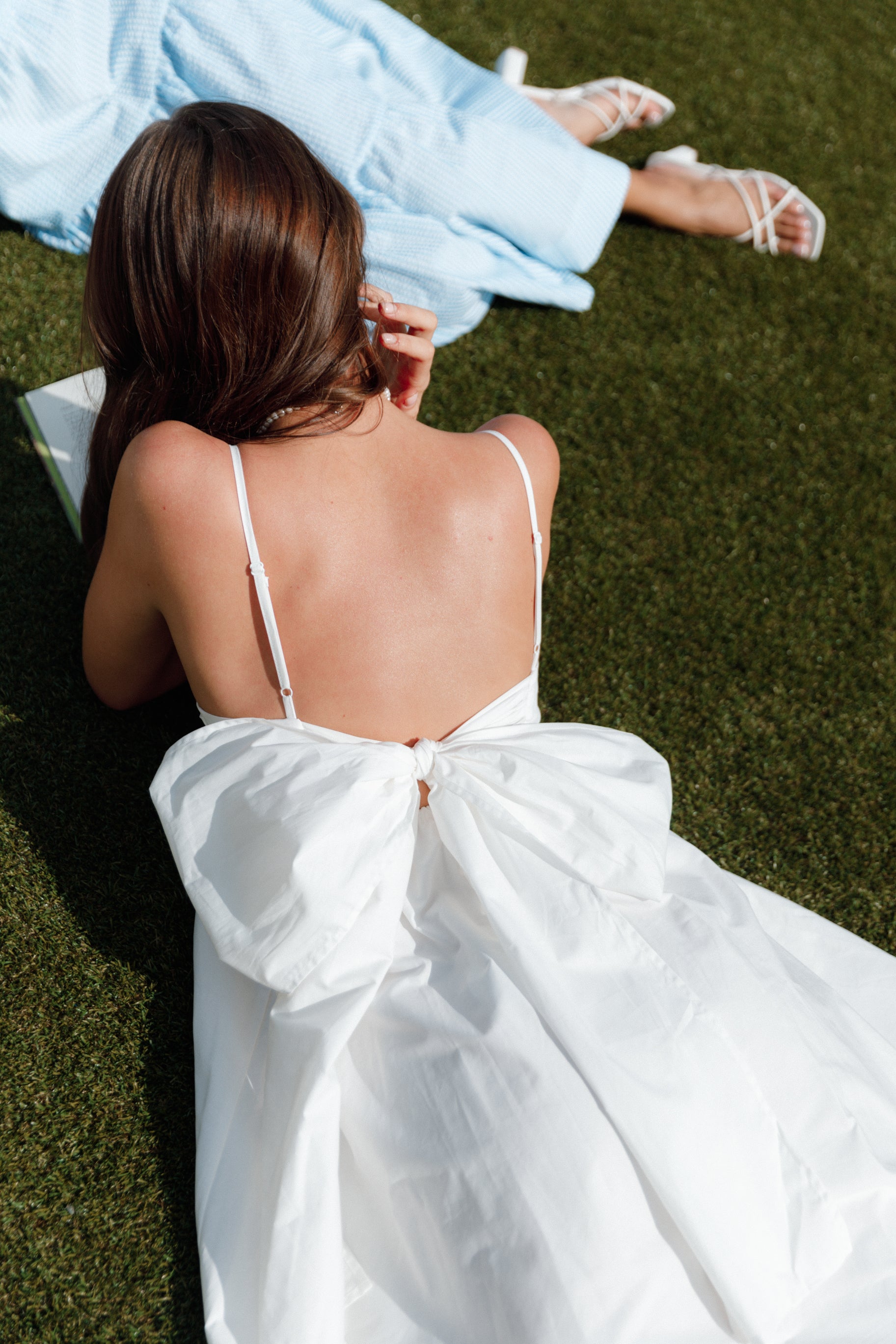 Alice Bow Back Midi Dress - Elegant White Floral Summer Dress for Women, Perfect for Weddings, Parties & Date Nights